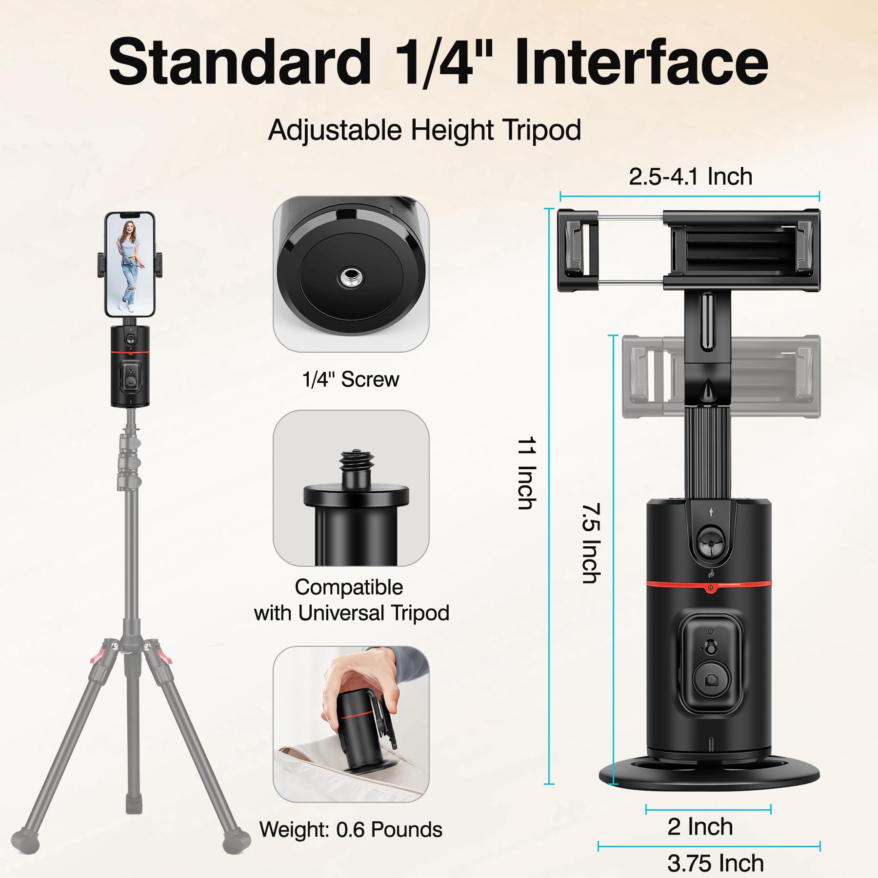 Joilcan Auto Face Tracking Selfie Stick Tripod, 360° Rotation Auto Face Body Tracking Phone Stand With Remote, Rechargeable Smart Gesture Control Phone Holder For Iphone Video Recording Live Tiktok