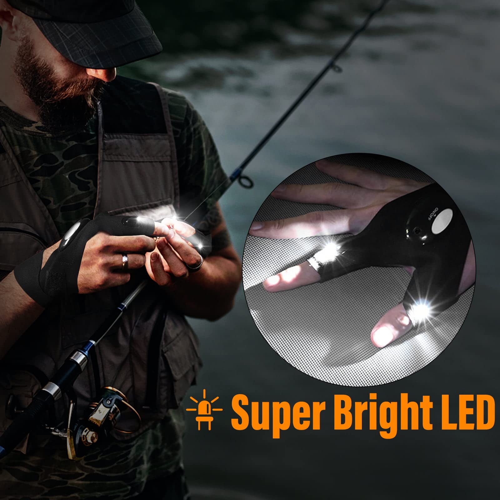 Apicey  For Men Dad Boyfriend Husband Him Father'S Day Birthday, Led Flashlight Gloves, Hands  Finger Lights Cool Gadgets For Repairing Fishing Grilling Camping