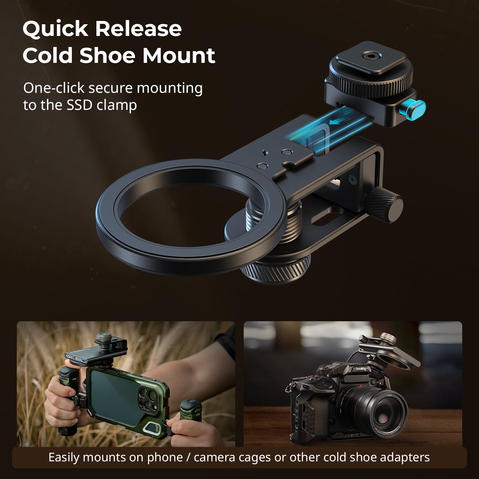 Smallrig Bundle: Mini Tripod For Camera But2664+Ssd Holder 2-In-1 Ssd Mount Bracket For Magsafe With Cold Shoe Cable Clamp 4779+Power Bank Holder With Cold Shoe Mount 4600