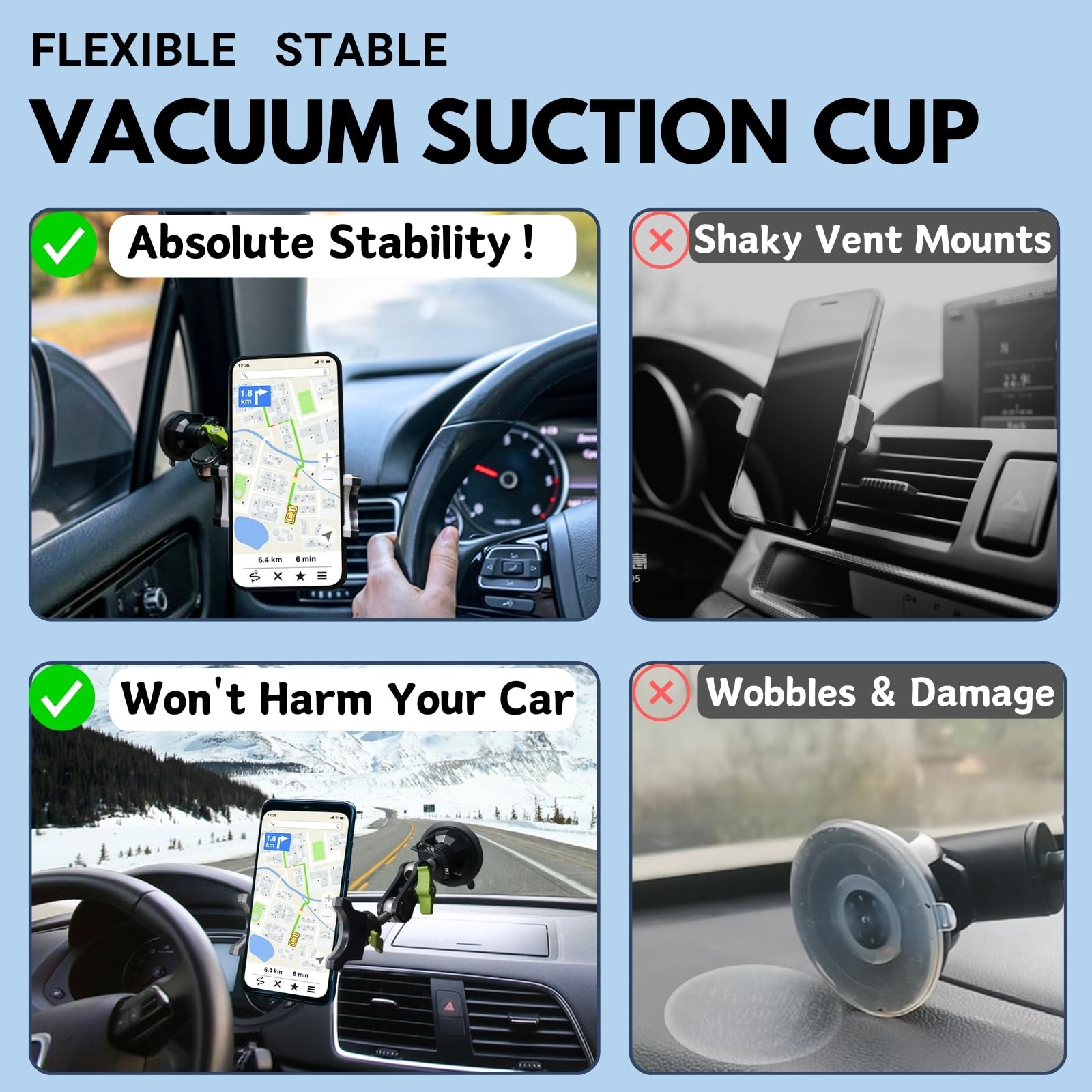 Tmengdao Suction Cup Phone Mount, Ultra-Stable Phone Holder For Vlog Shooting, 360 Rotation For Windshield, Roof Glass, Car Window, Fit For All Smartphones