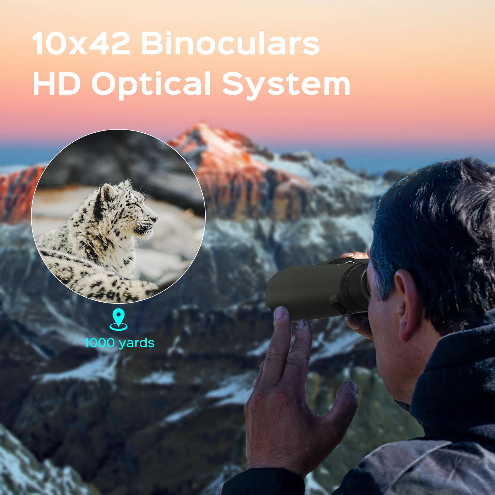 Apessound 10X42 Binoculars For Adults, Hunting & Bird Watching - Hd Optics With Fully Multi-Coated Lenses & Bak4 Prism, Ipx7 Waterproof/Fogproof/Shockproof, Rubber Armored, Tripod Adaptable