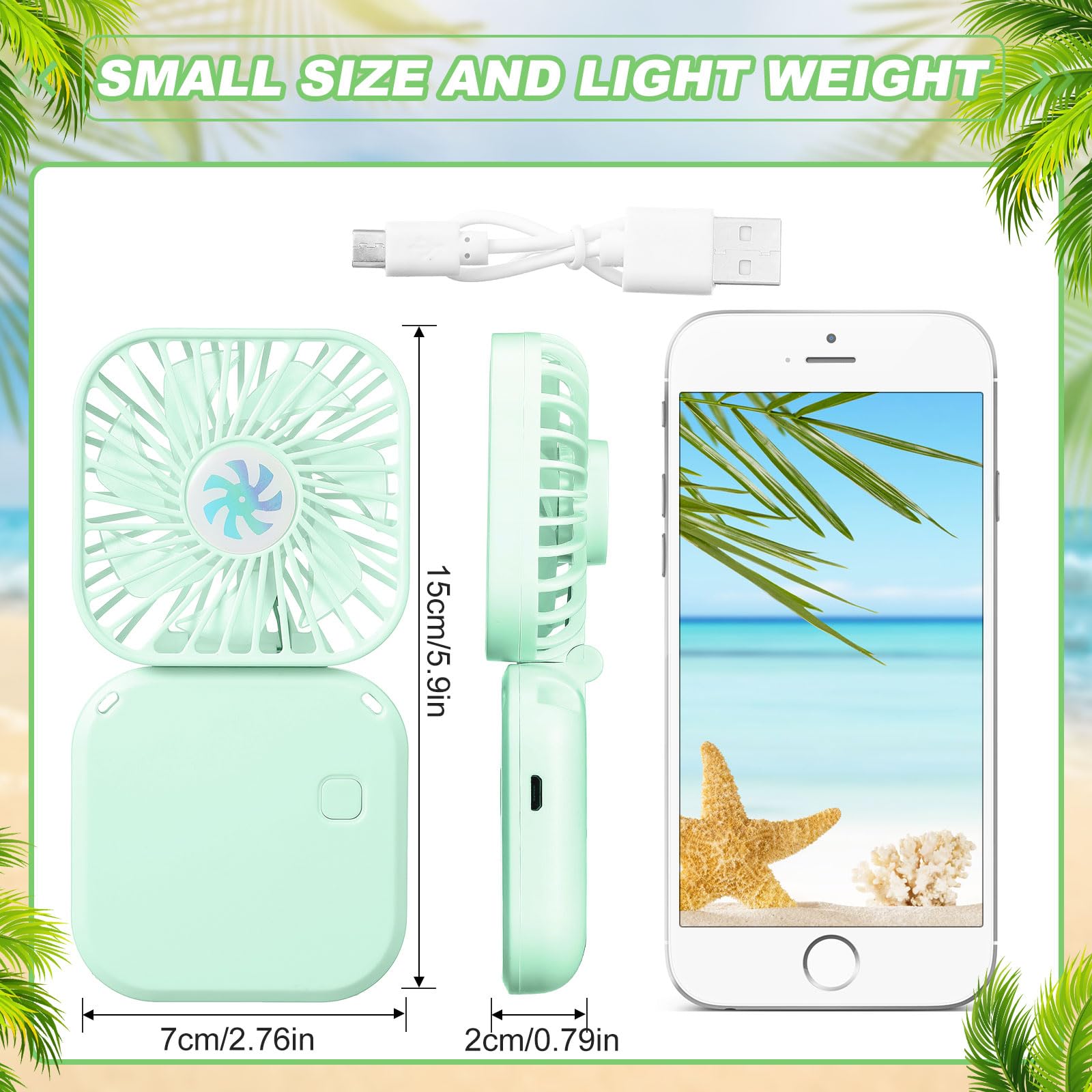 Hortsun 6 Pack Personal Necklace Fans Portable Mini Neck Hanging Fan Hand-Held For Cooling Usb
