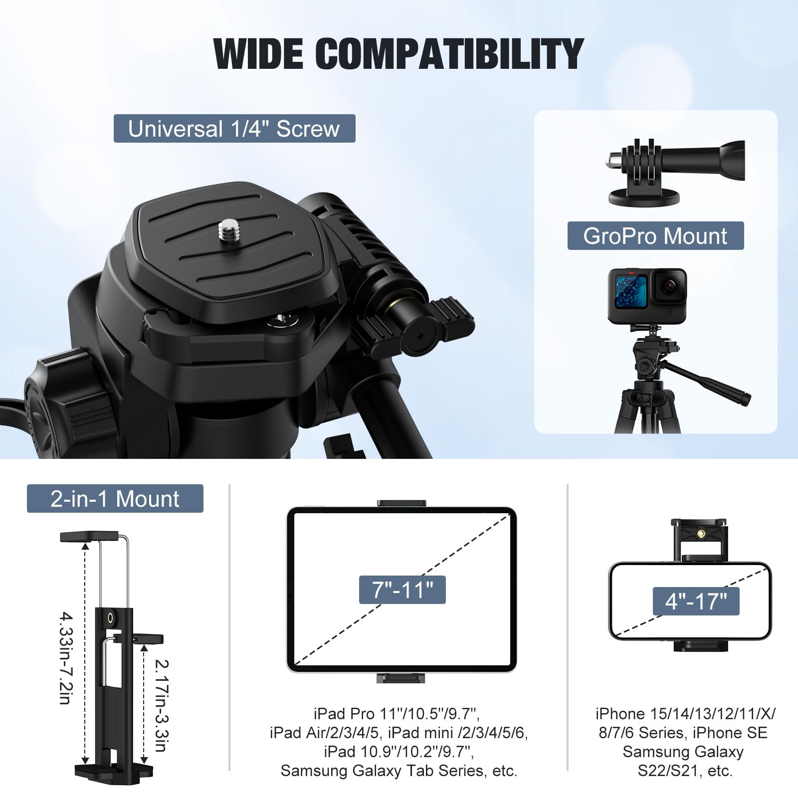Moko Camera Tripod For Ipad - 70" Phone Tripod Stand With Travel Bag, Tripod For Iphone With Phone Holder, Wireless Remote, Travel Tripod For Camera Dslr Slr, Cell Phones, Tablets, Projector, Webcam