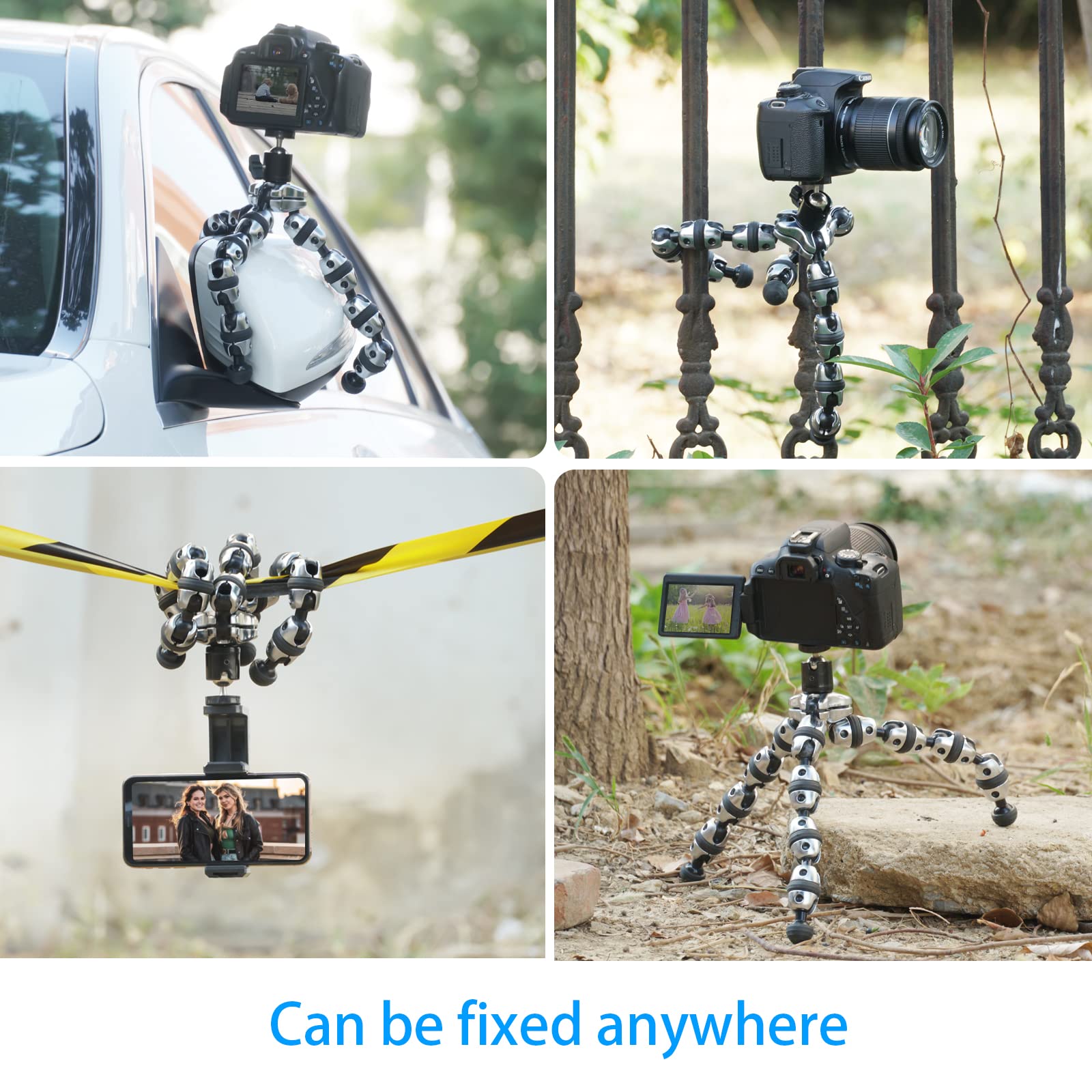 Rieiek Flexible Multifunctional Tripod Camera Mount With Gimbal And Phone Clip Multi-Angle Adjustable Octopus Tripod For Iphone, Android Phone, And Even Can Be Used As A Camera Mount Handle