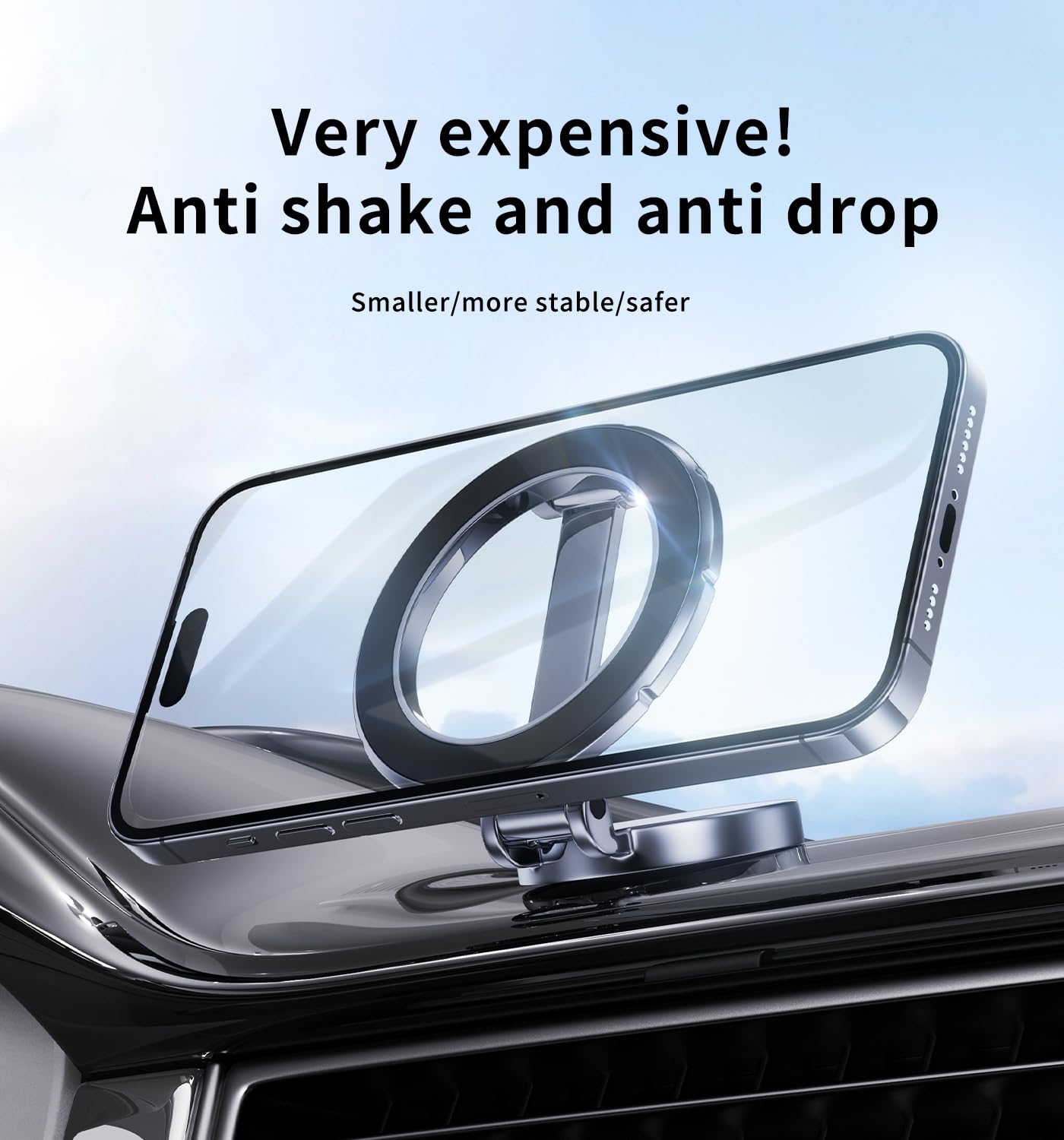 Cxtx For Magsafe Phone Holder, Car Mount Folding & 360° Rotation Magnetic Phone Holder For Car Strong Magnets Iphone Car Mount Hands Phone Holders For Your Car Dash Fits Iphone 15 14Pro Max (Silver)
