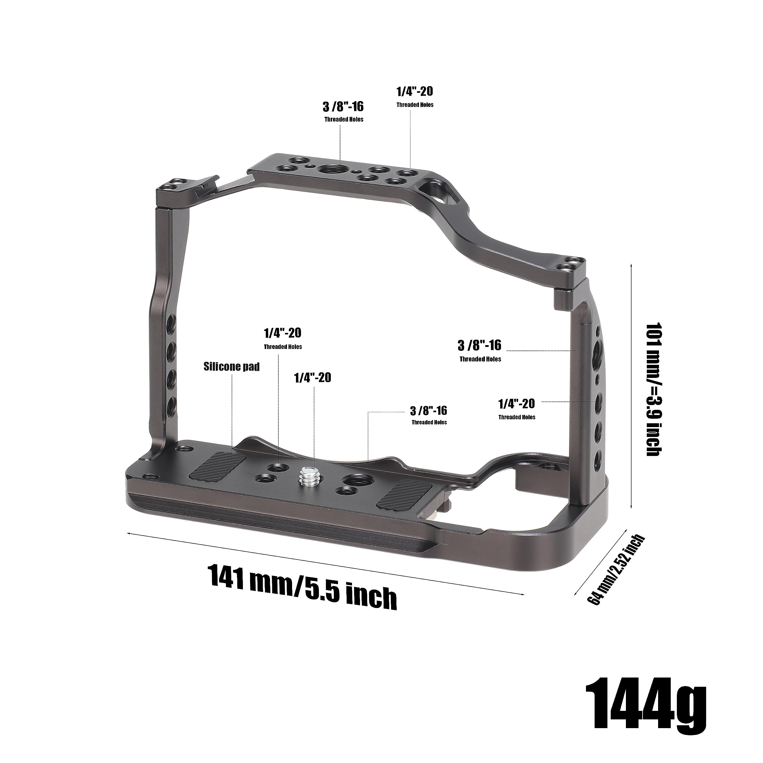 Fotga S20 Camera Cage Stabilizer Bracket With 1/4" 3/8" Mount For Fujifilm X-S20 Mirrorless Camera Video Making Filmmaking Arca Swiss Mount