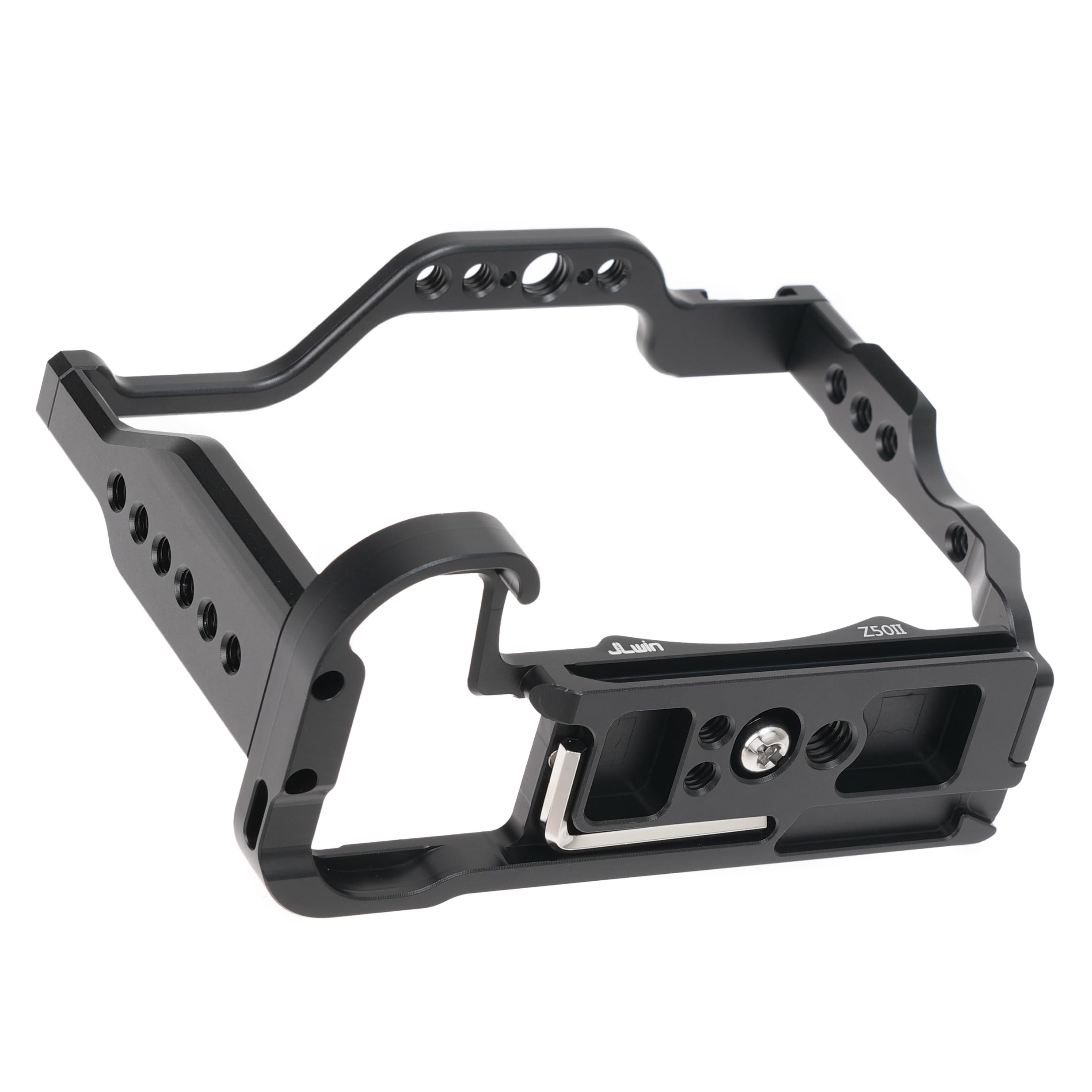 Hersmay Aluminum Z50 Ii Camera Cage Video Stabilizer For Nikon Z50 Ii Mirrorless Vlogging Camera Kit With Cold Shoe,Handle Locating Holes,Multiple 1/4" 3/8" Screw Holes