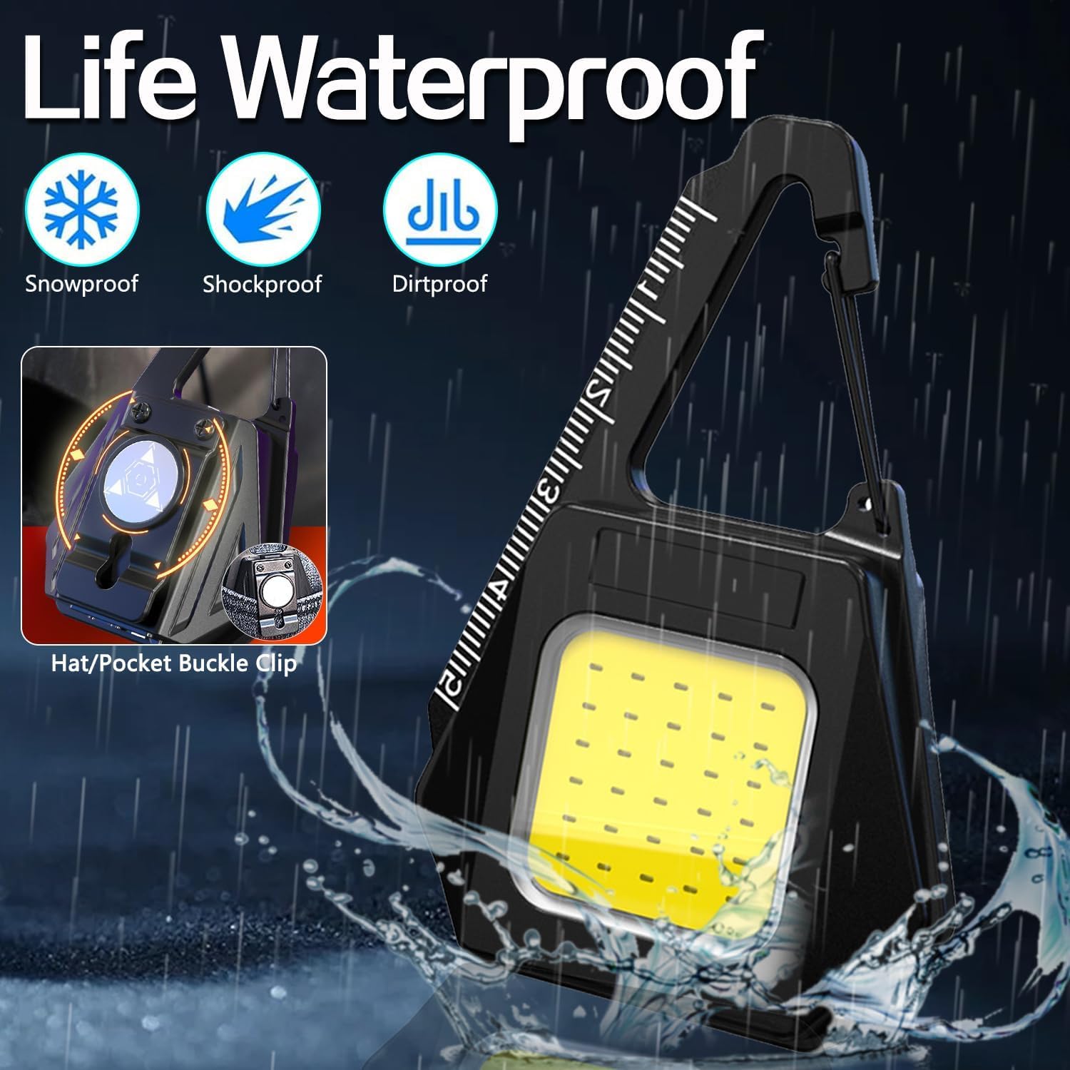 Pocketman Multifunctional Keychain Emergency Light Rechargeable Portable Work Light Keychain Cob Light With Magnetic Base Bottle Usb Rechargeable Pocket Light With Ruler For Camping Hiking Repairing (10)