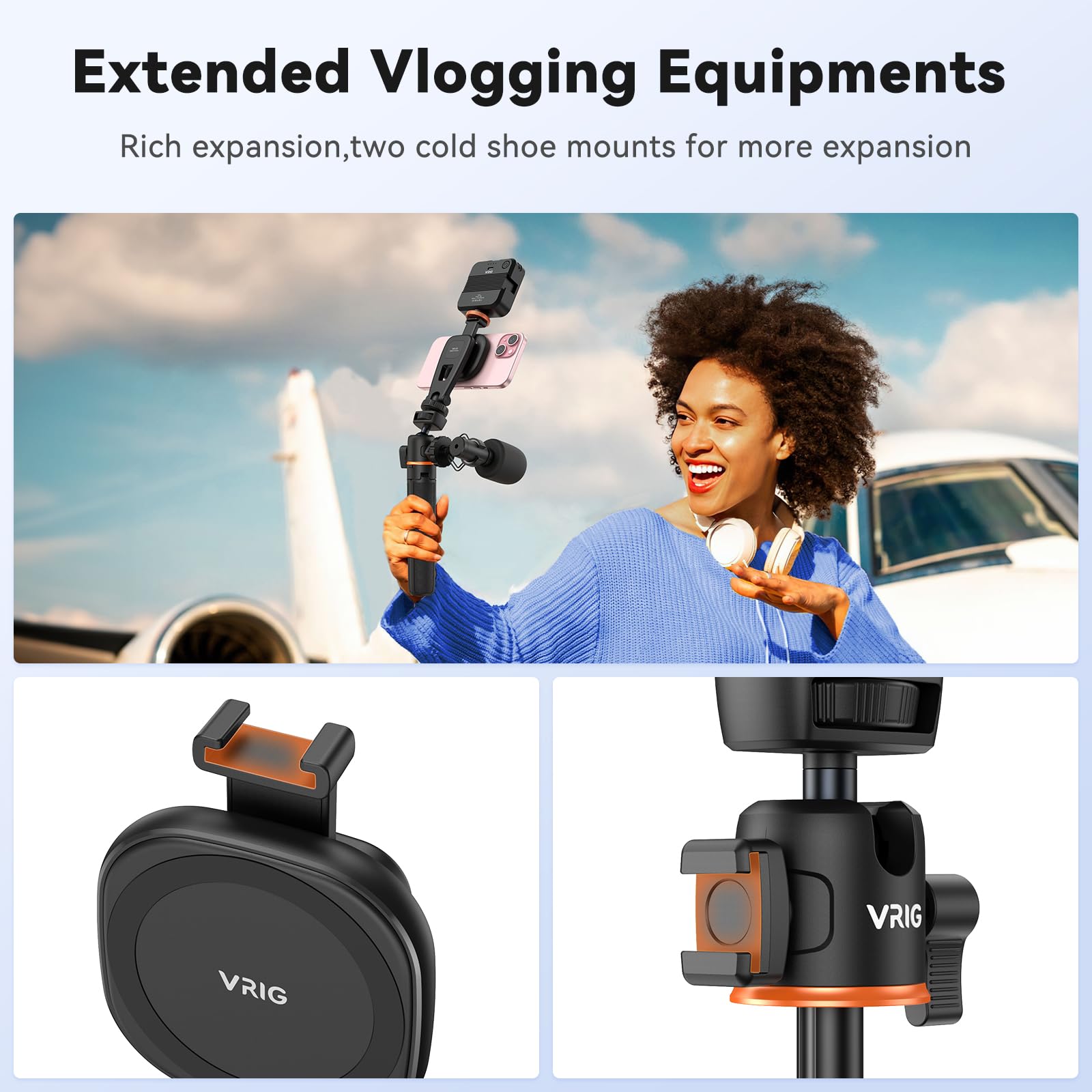 Vrig Express 21.6" Magnetic Selfie Stick Tripod With Wireless Remote, Extendable Phone Stand Tripod For Magsafe For Iphone 15 14 13 12 Pro Max Series, All Android Phones With Magnetic Functionality