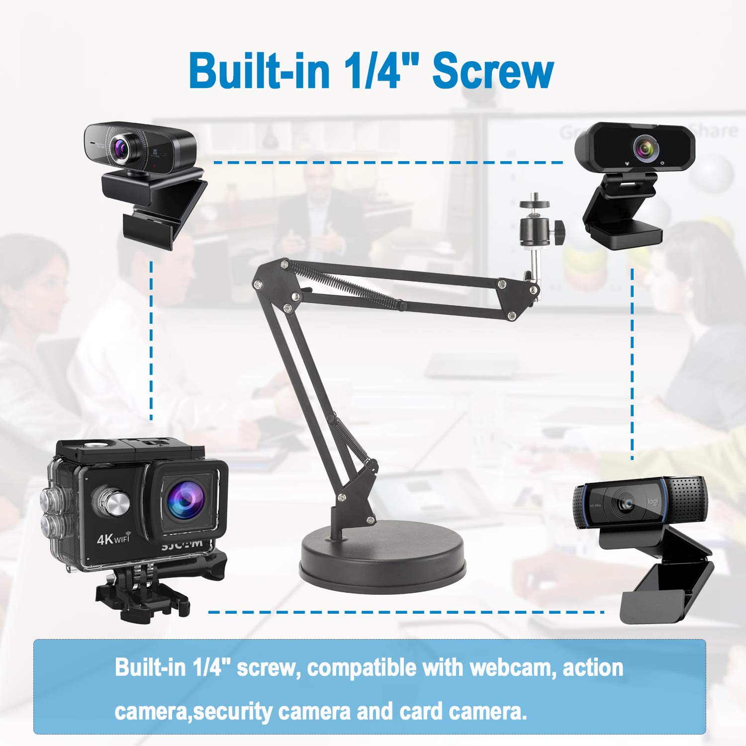 Oxendure Webcam Stand,Camera Mount 22 Inch Suspension Boom Scissor Arm Stand,For Webcam C925E C922X C922 C930E C930 C920 C615,Hero 8/7/6/5,Ultra/Pro/Pro 2/Pro 3/Brio 4K,Dslr Camera