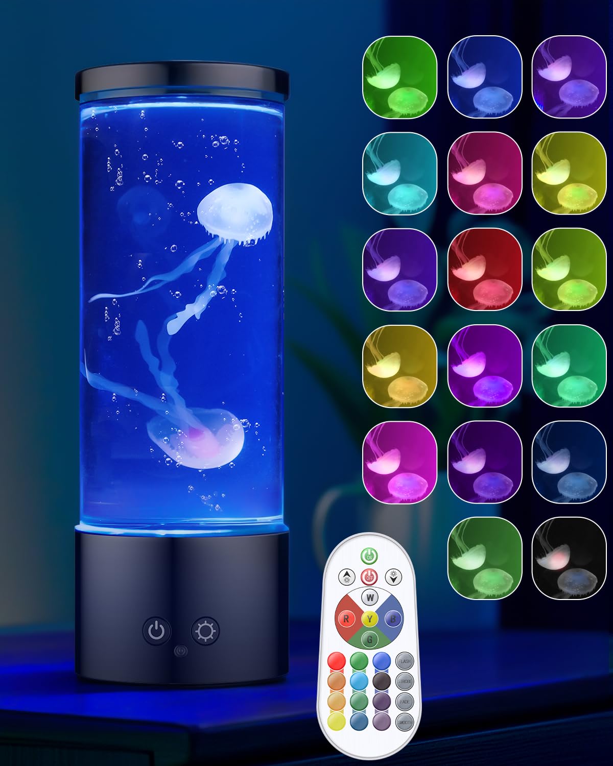 Pawfly 11 Inch Jellyfish Lamp Usb-C Powered Led Jellyfish Light With 4 Lighting Modes & 17 Color Changing Effects Table Mood Lamp Night Light For Home Office Decoration For Birthday Easter
