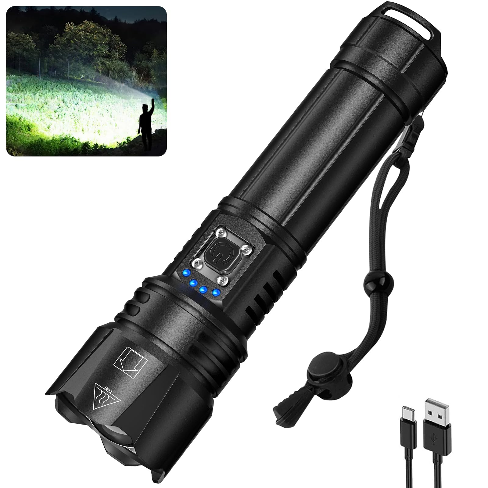Sigoobal Rechargeable Flashlights High Lumens, 990,000 Lumens Brightest Flashlight, 5 Modes Super Bright Led Flashlight, 12H Running Time, Handheld Flashlights For Home/Camping, Flash Light Ipx6 Waterproof