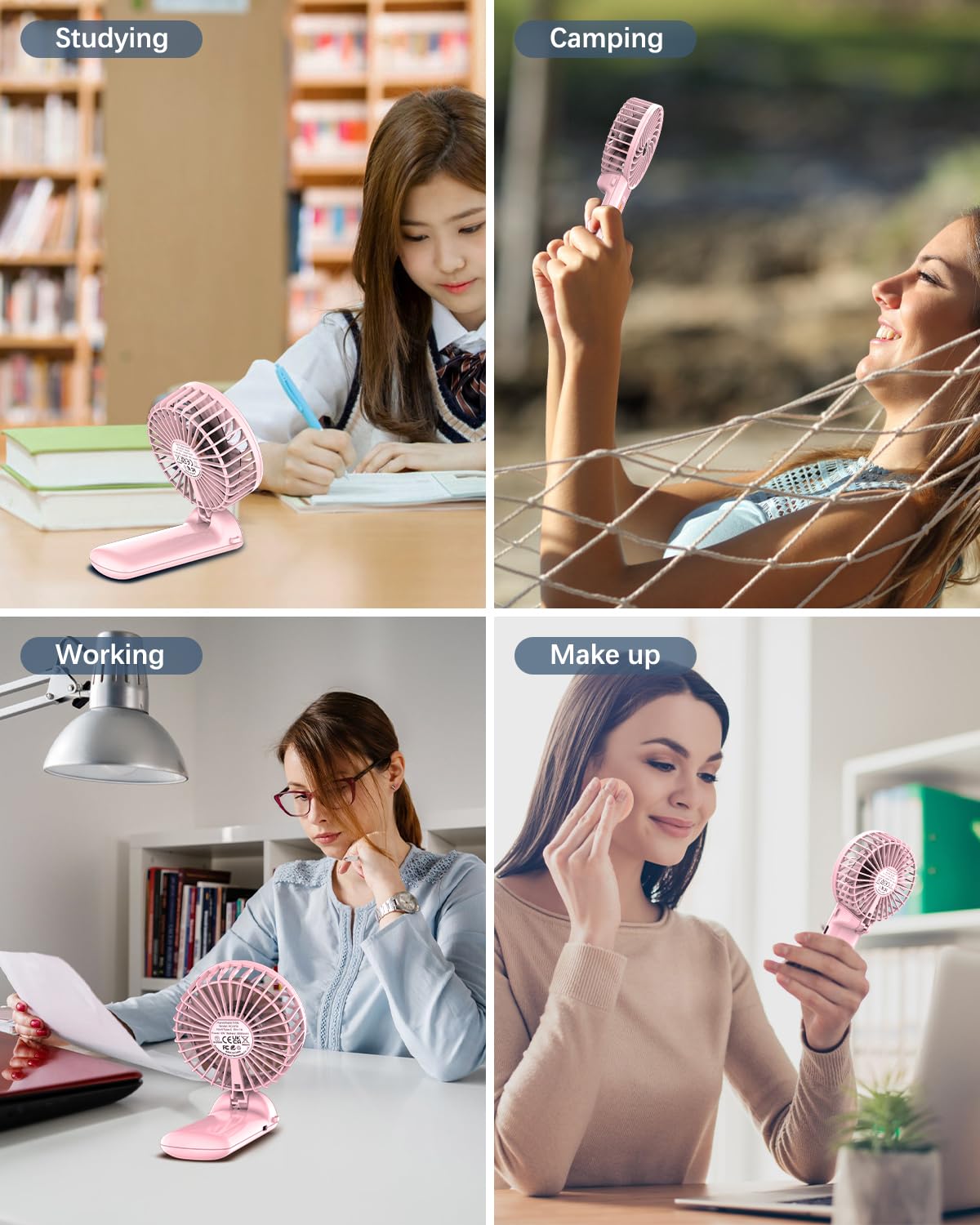Portable Fan Handheld Fan, Mini Hand Held Fan, 6-15H Cooling Small Personal Fan, 180° Foldable Mini