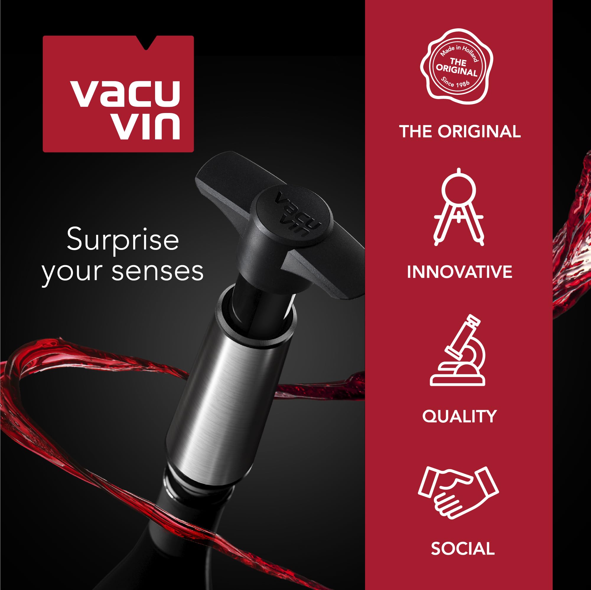 Vacu Vin Active Wine Cooler - Flexible Insulated Chiller For Standard Size Bottles - Keeps Drinks