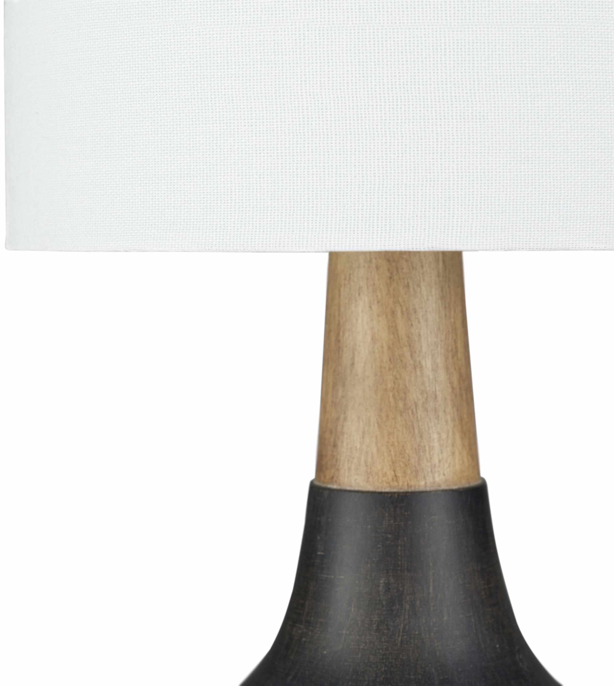 Hauteloom Canayan Table Lamp - Modern Desk Lighting - White Linen - Black - 17