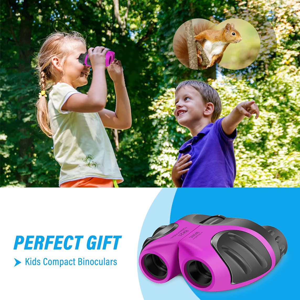 Meet Sun Vnvdflm Binoculars Toys For Children,Birthday  For 4-9 Years Old Boys For Outdoor Play,5-12 Years Old Girls Presents,Best  For Kids Hunting,Learning (Pink)