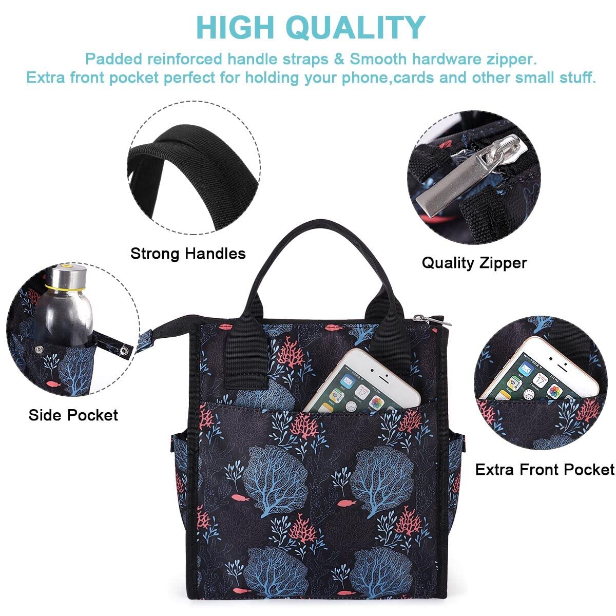 Hua Angel Insulated Lunch Bag, Leakproof Crossbody Lunch Tote Bag Thermal Cooler Bag