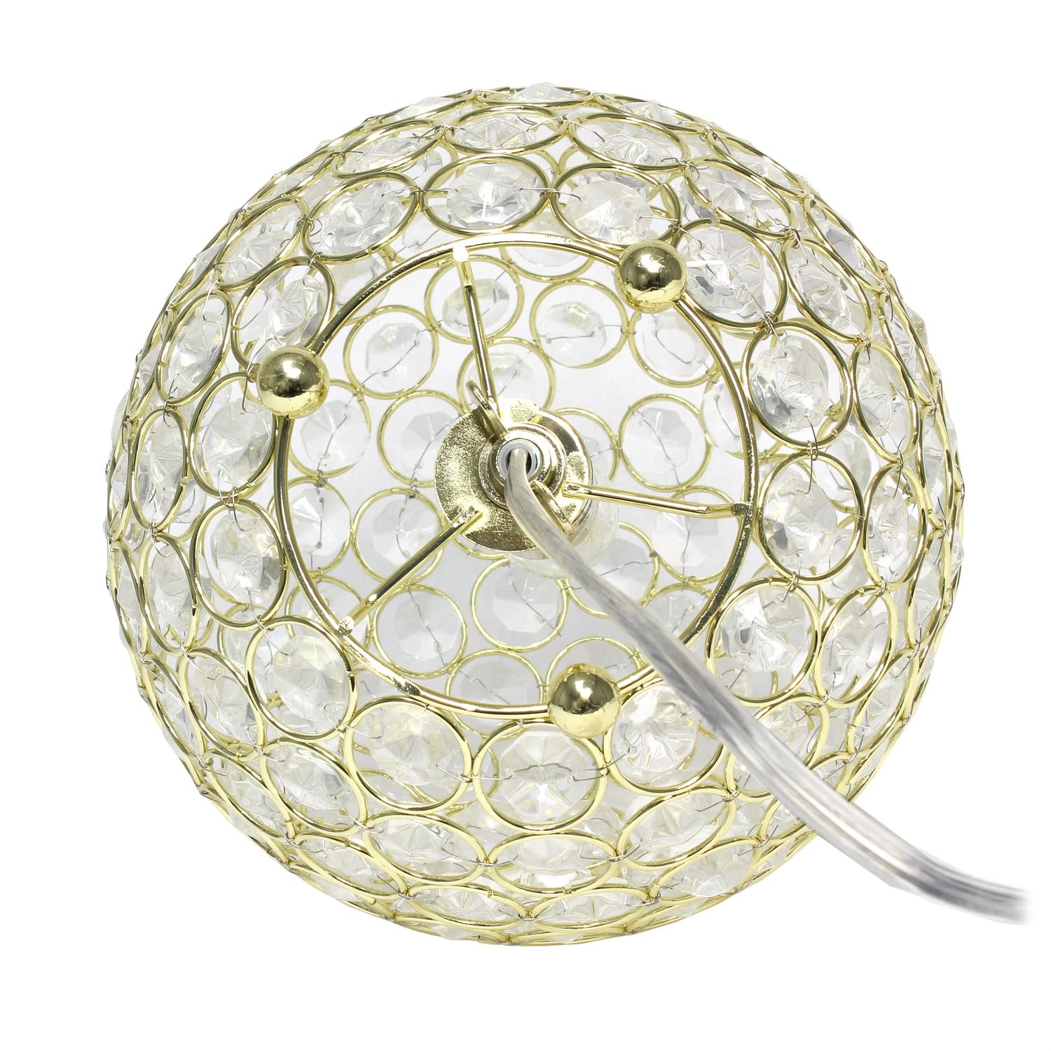 Lalia Home Elipse Medium 8" Contemporary Metal Crystal Round Sphere Glamourous Orb Table Lamp For Living Room, Bedroom, Entryway, Office, Foyer, Home Décor (Gold)