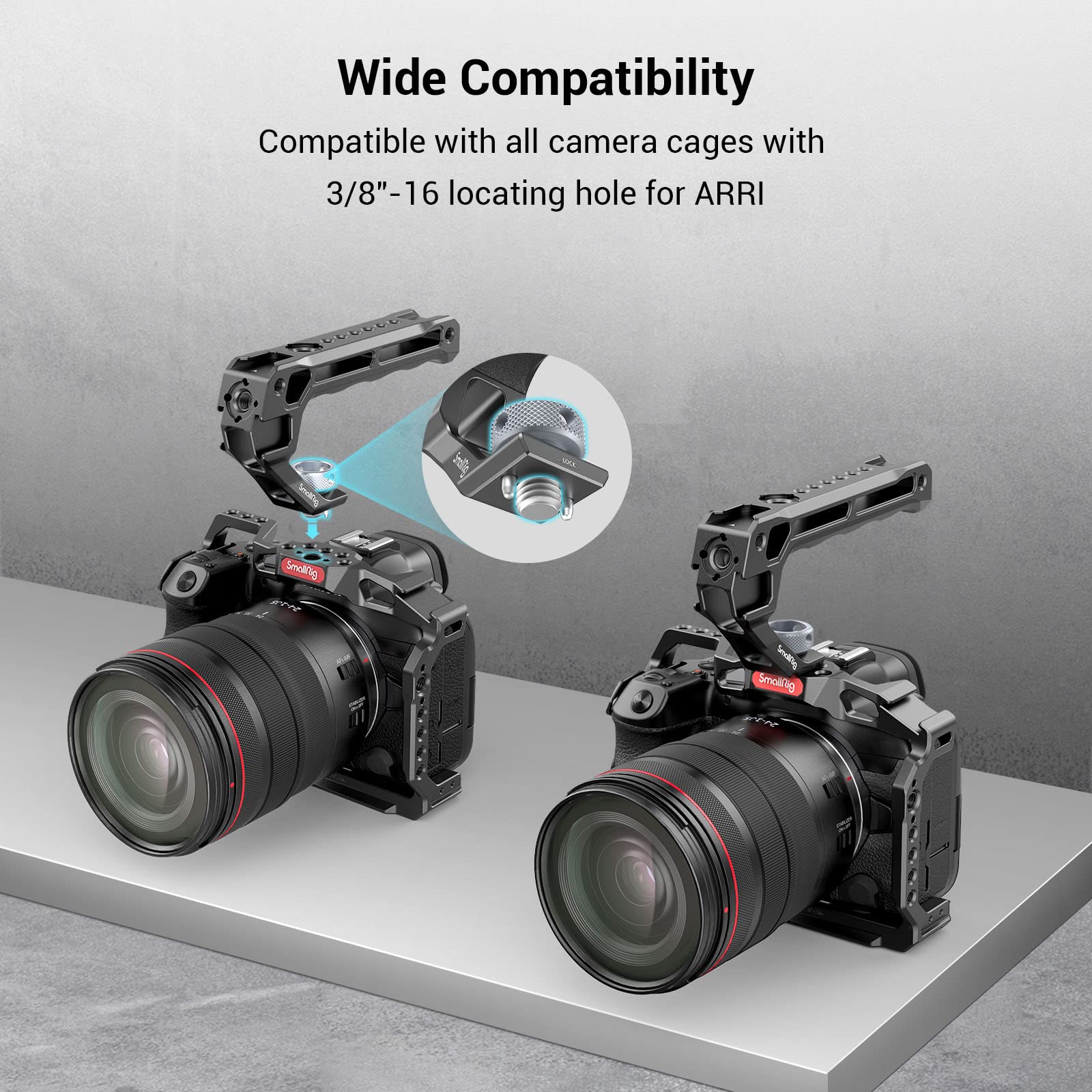 Smallrig Top Handle With 3/8"-16 Locating Pins For Arri Grip And Aluminum Side Handle
