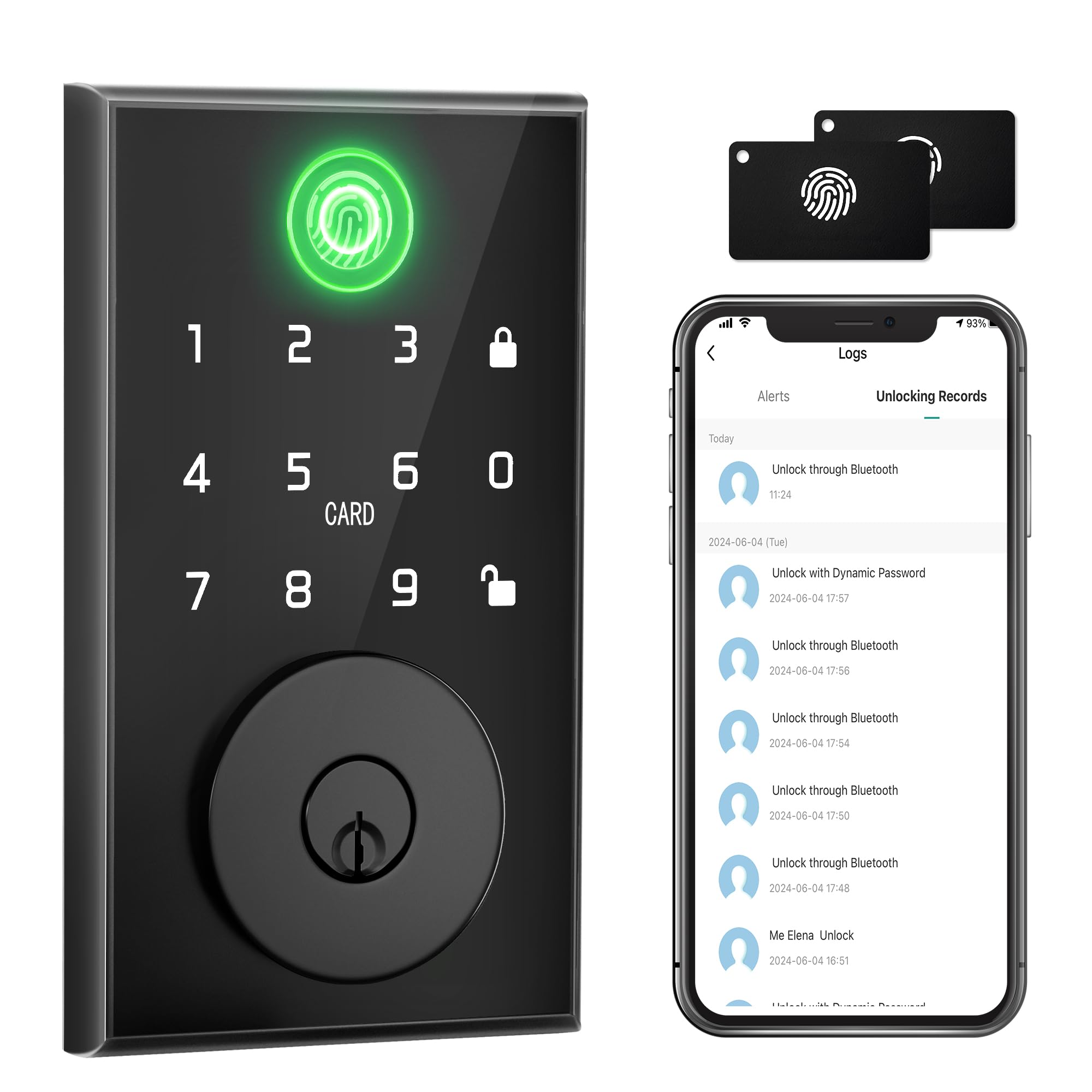 Klozar Smart Door Lock With Fingerprint, Keyless Entry Door Lock With Built-In Bluetooth,Fingerprint Id,App Remote Control,Auto Unlock,Door Status Alert