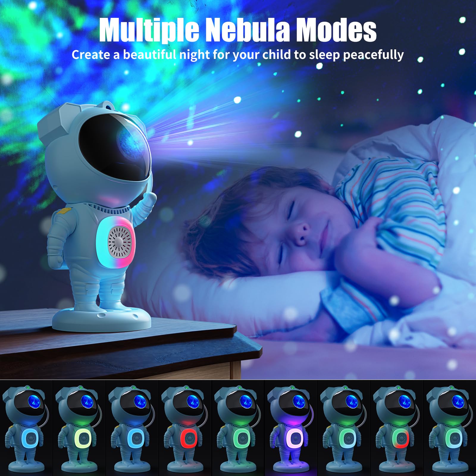 Jioote Astronaut Galaxy Projector,Space Projector,With Bluetooth Speaker And Remote Control,360° Adjustable Angle,Spaceman Star Kids Night Light, For Bedroom Ceiling Adult Birthday(Blue)