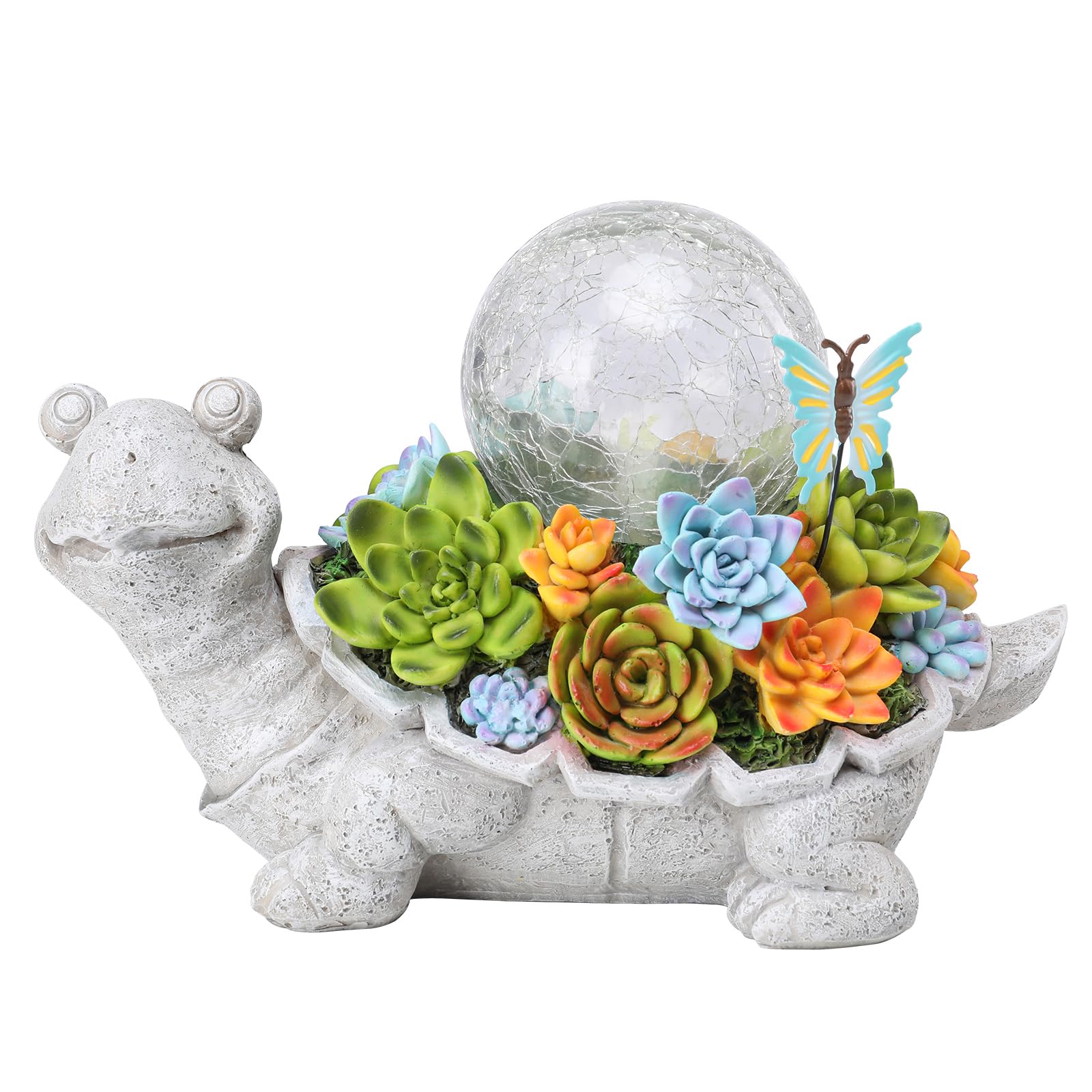 Afirst Solar Garden Turtle Statues With Succulent Outdoor Resin Figurine Solar Lights Decorations,Tortoise Statue For Lawn, Patio, Balcony, Yard Ornament