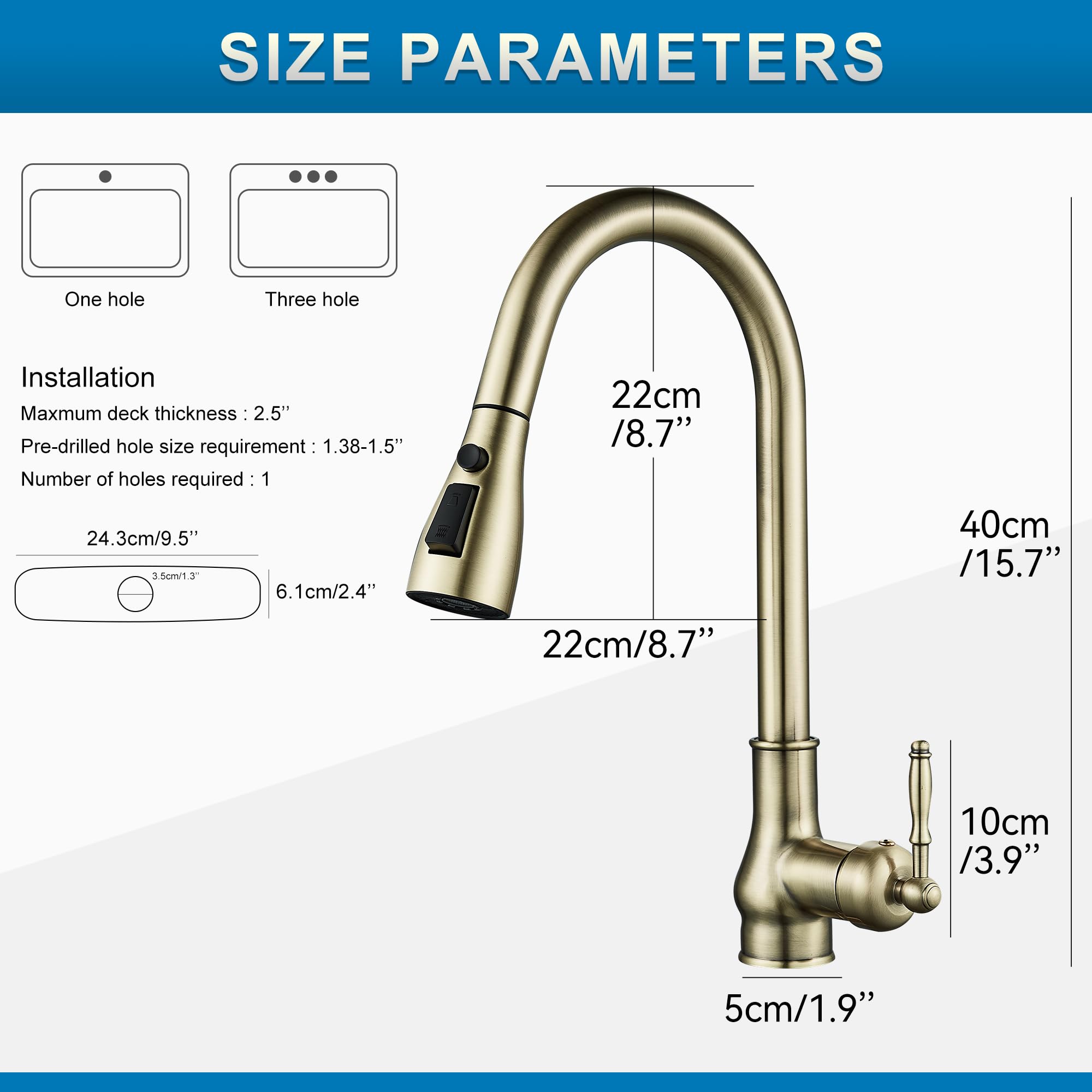 Mogfct Vintage Brass Antique Bronze Kitchen Faucet, With Pull Down Sprayer