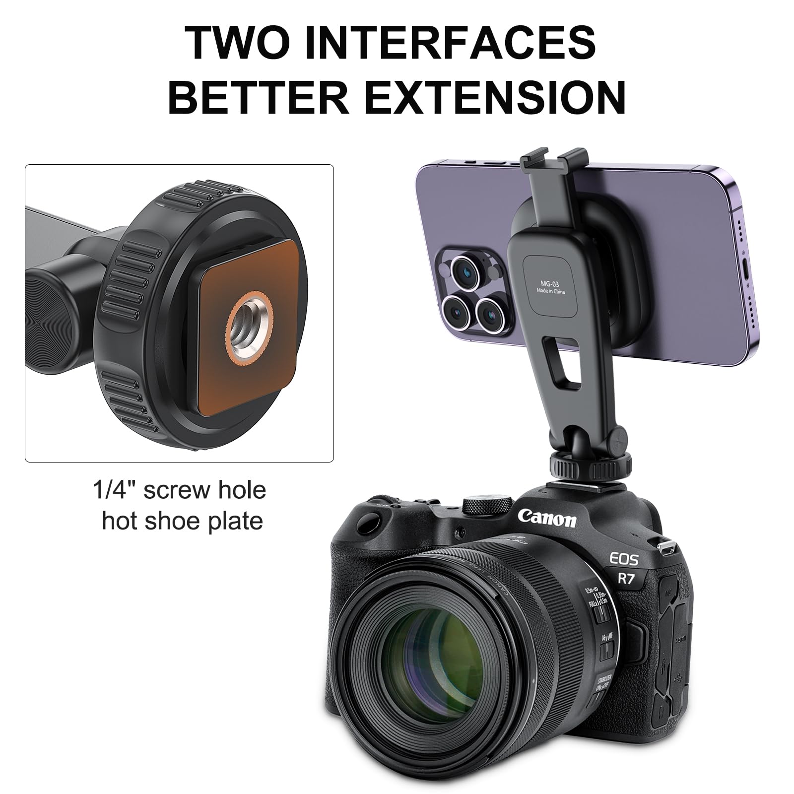 Vrig Mg-03 Magnetic Phone Tripod Mount,Tripod Mount For Magsafe Cold Shoe For Iphone.14.13.12 Series,Magnetic Ring Compatible With All Phones & All Cases,360° Rotation,For Tripods,Cameras