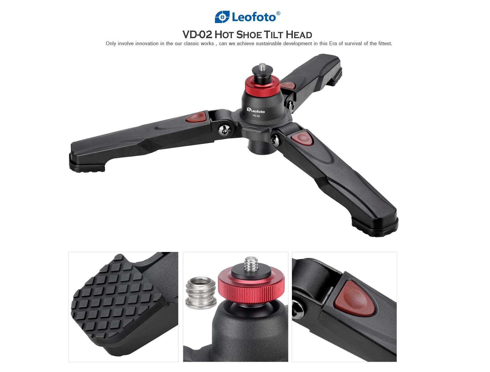 Leofoto Vd-02 Monopod Base Support System, Ground Tripod, 3/8 Mounting Screw