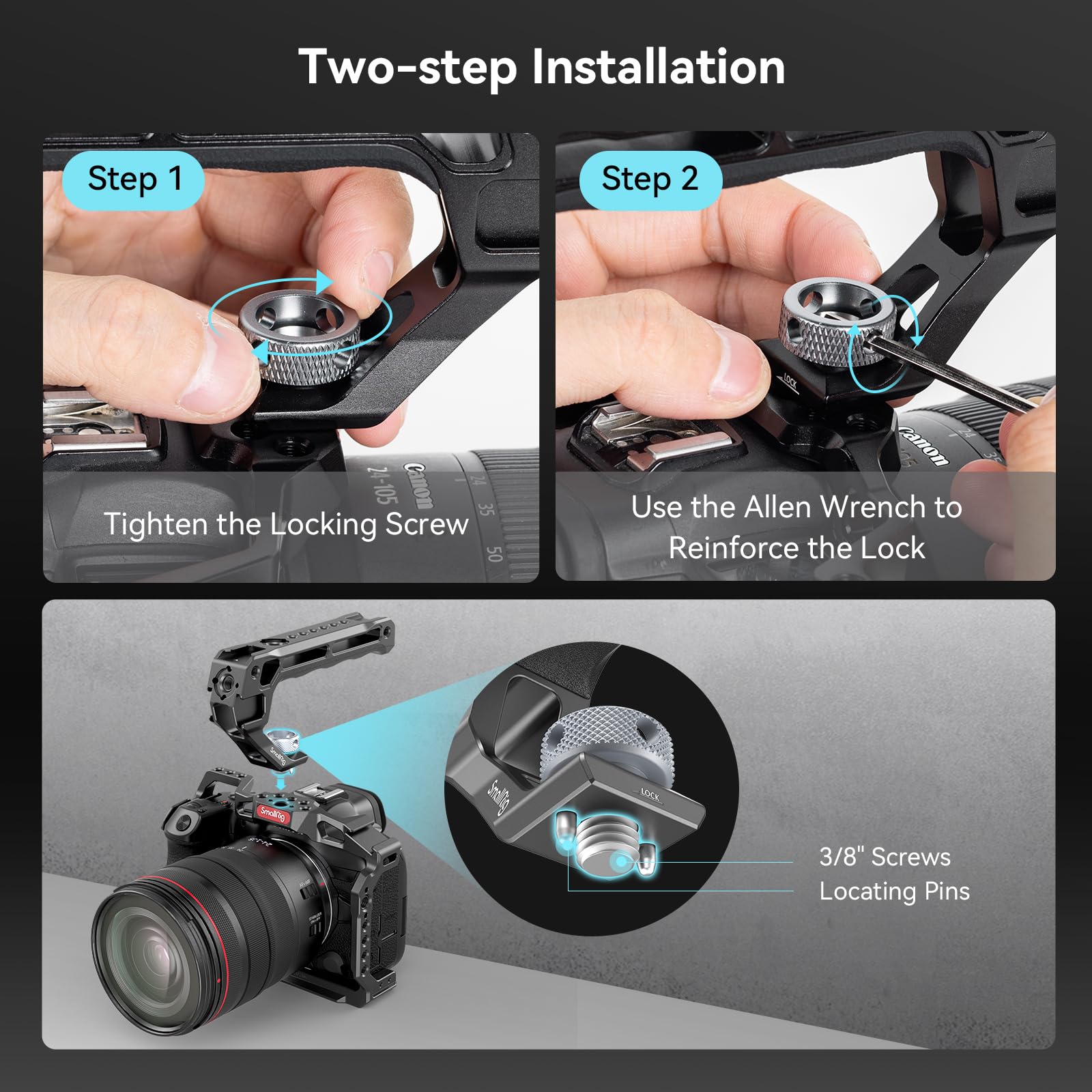 Smallrig Top Handle With 3/8"-16 Locating Pins For Arri Grip And Field Monitor Mount Monitor Holder