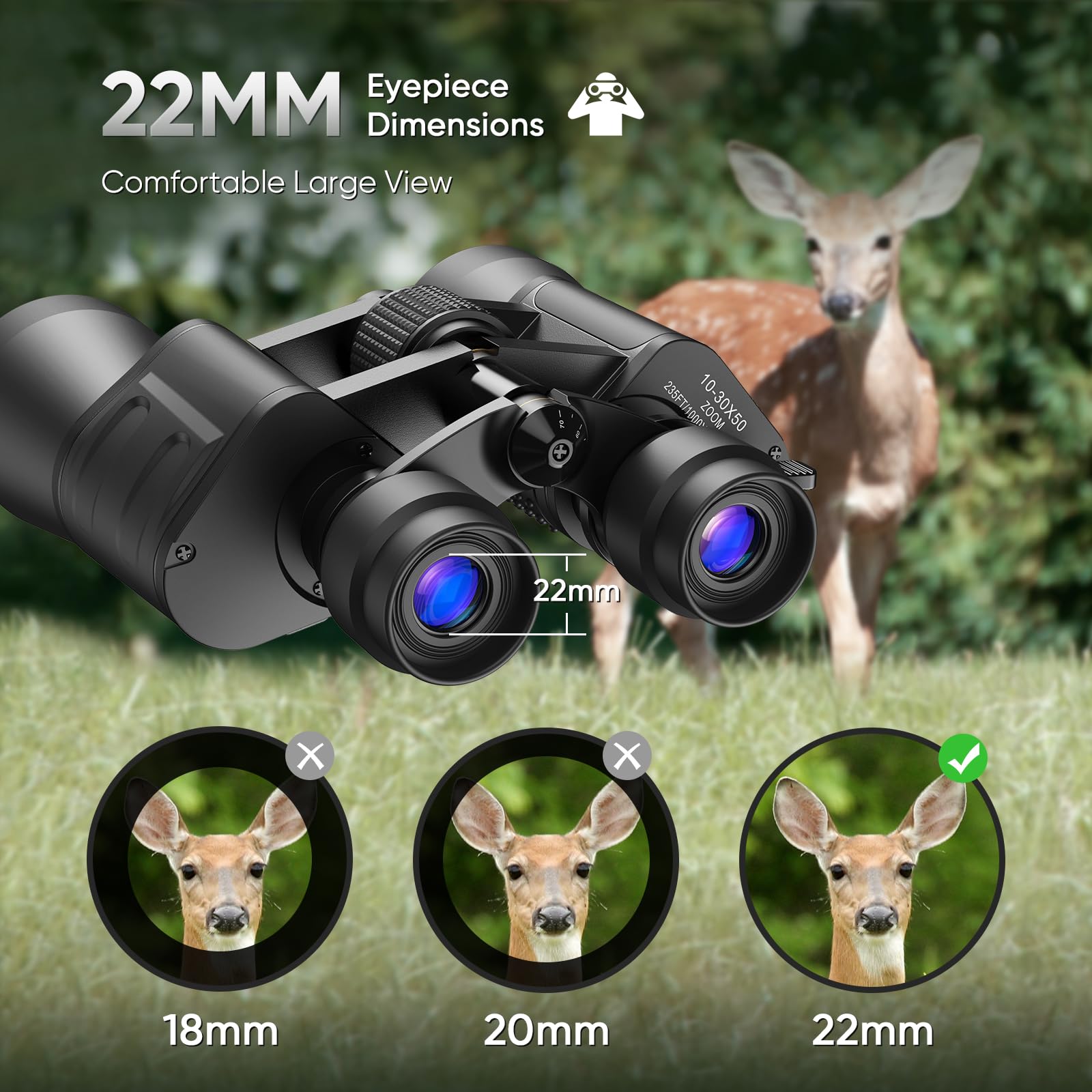 Evil Eye 10-30X50 High Power Military Zoom Binoculars With Phone Adapter For Adults, Low Light Night Vision/Daily Waterproof / Bak7 Prism/Fmc Lens, Hd Professional Binoculars For Bird Watching, Hunting,Outdoor