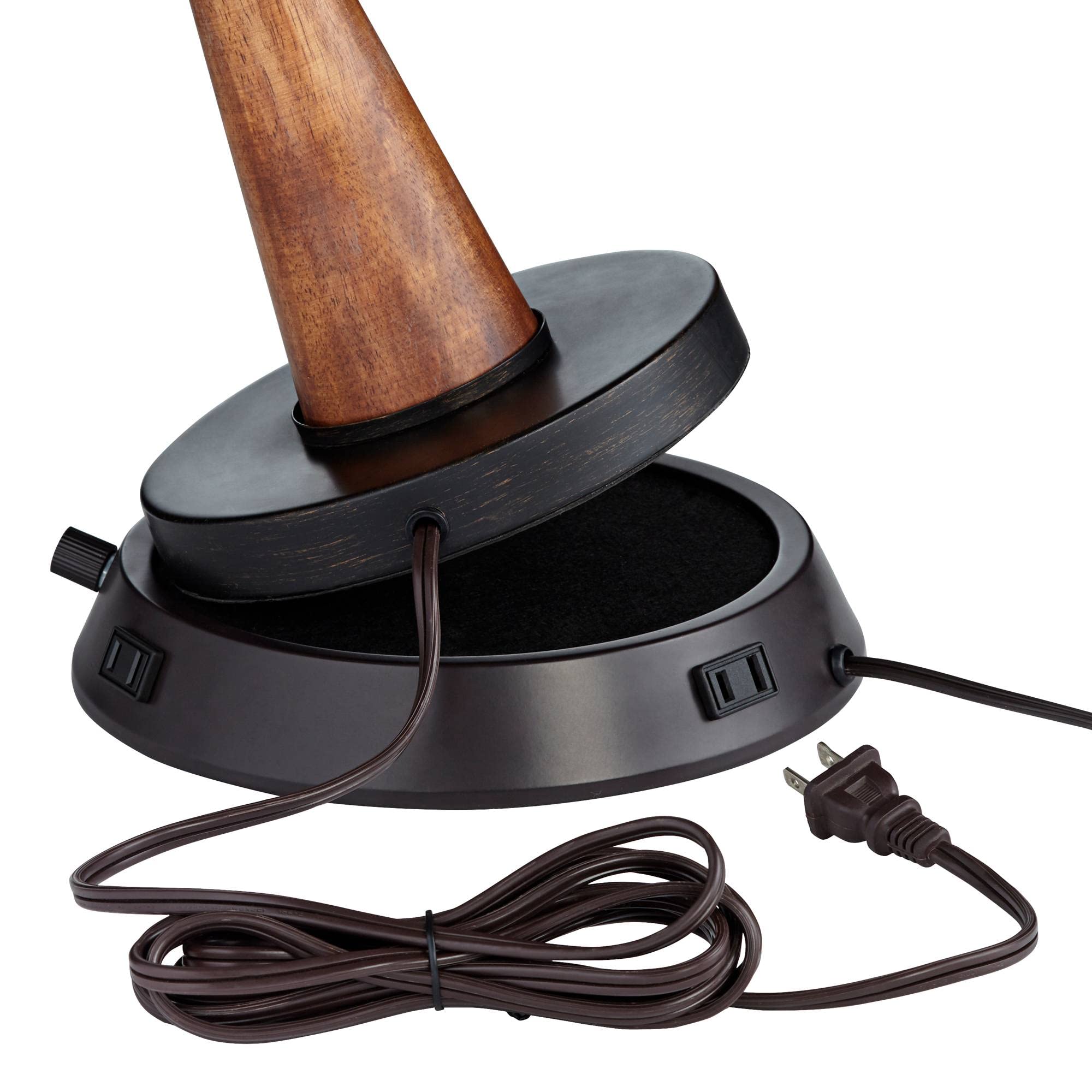 360 Lighting Modern Universal Charging Workstation Table Lamp Base With Usb And Ac Power Outlet Full Range Dimmer Bronze For Living Room Bedroom House Bedside Nightstand Home Office Family