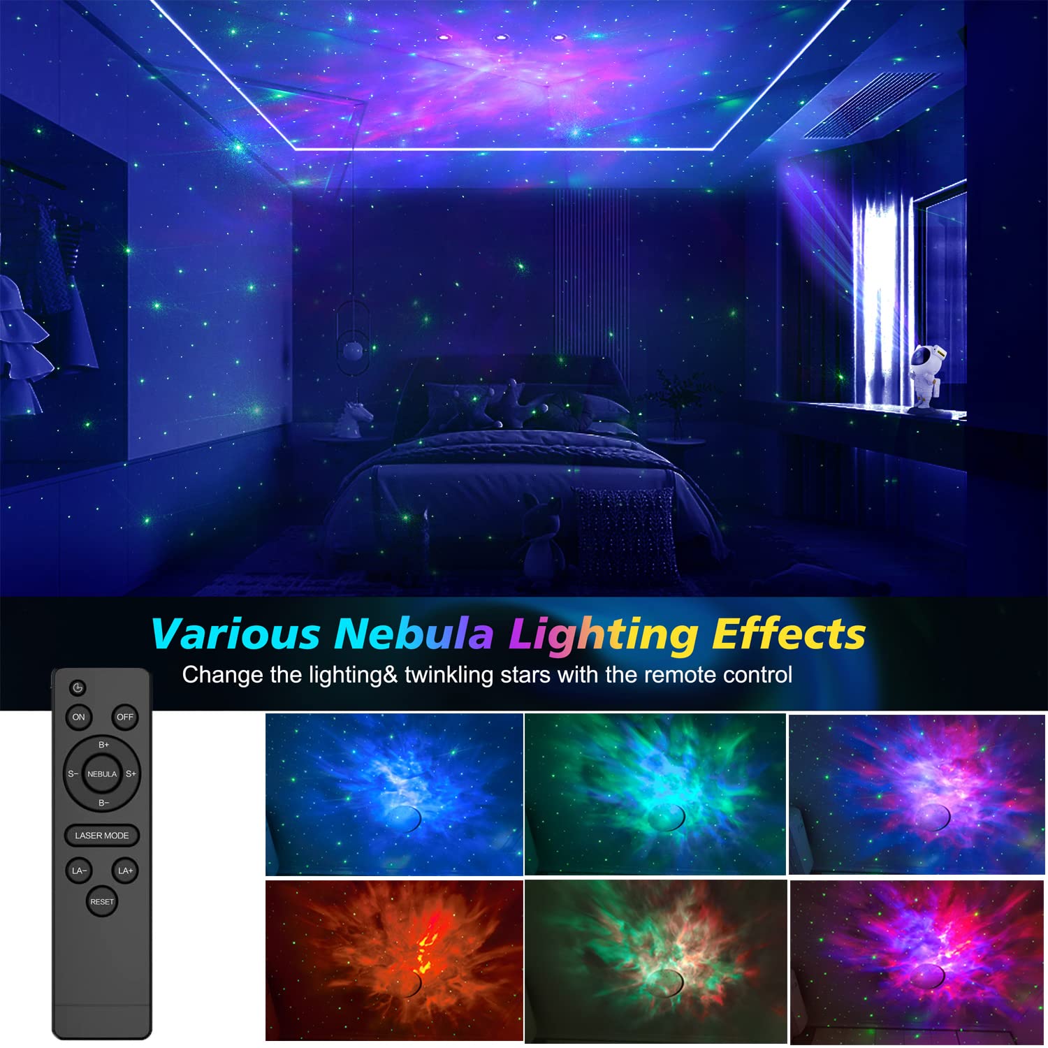 Nicayet Star Projector Galaxy Night Light,Birthday  Toys For 2-10 Year Old Boys Girls- Astronaut Starry Nebula Ceiling Led Lamp With Timer And Remote,Projection Lights For Bedroom Décor