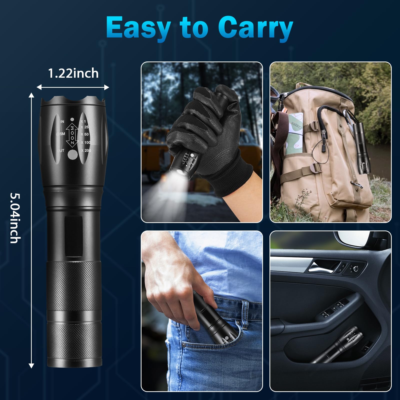Staaricc 2Pack Led Flashlights High Lumens, 5Mode Tactical Flashlight For Home, Small Flashlights Powerful, Pocket Flashlight Bright, Adjustable Torch Light, Mini Flash Light For Emergencies Camping Outdoor
