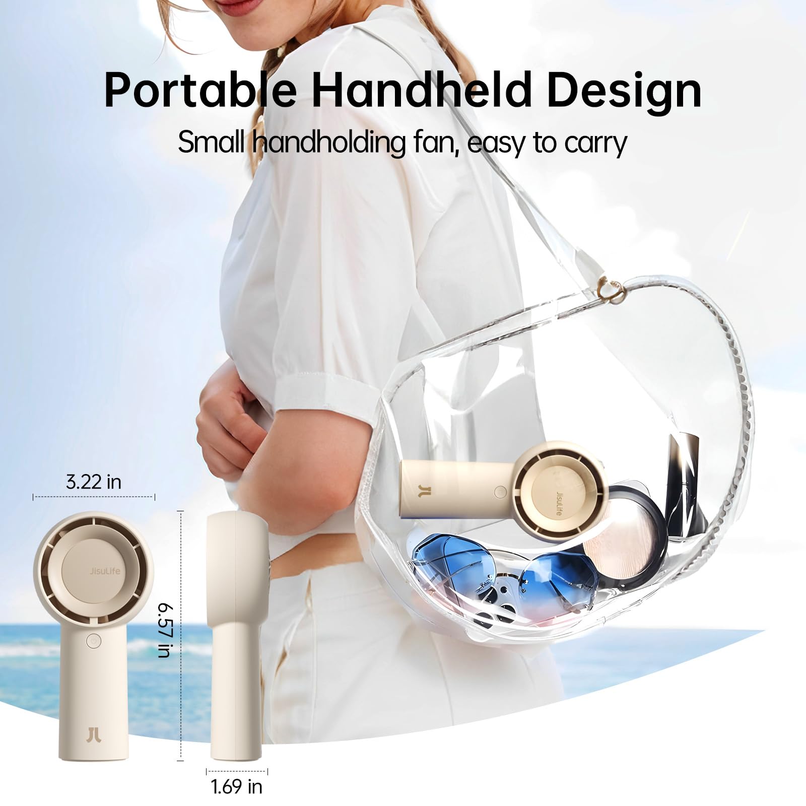 Jisulife Handheld Portable Turbo Fan [16H Max Cooling Time], 4000Mah Usb Rechargeable