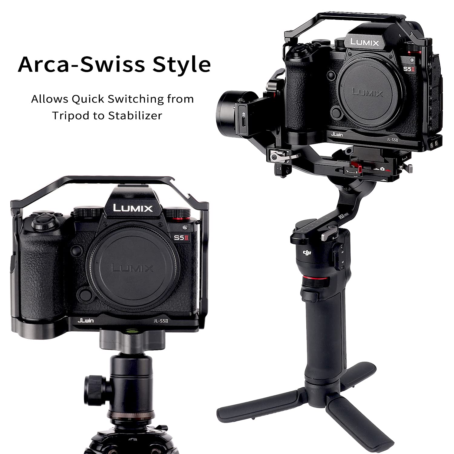 Fotga Aluminum Camera Cage + Top Handle For Panasonic Lumix S5Ii S5 Mark Ii G9Ii G9 Mark Ii Mirrorless Dslr Camera Making Video Filmmaking Compatible Arca Swiss Clamp