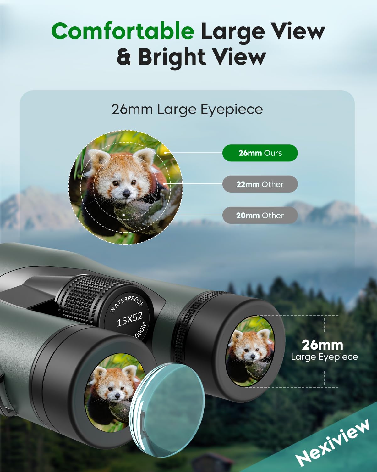 Nexiview 15X52 Hd Binoculars For Adults High Powered With  Phone Adapter - Large & Bright View, Lightweight, Ipx7 Waterproof - Binoculars For Hunting Bird Watching Travel