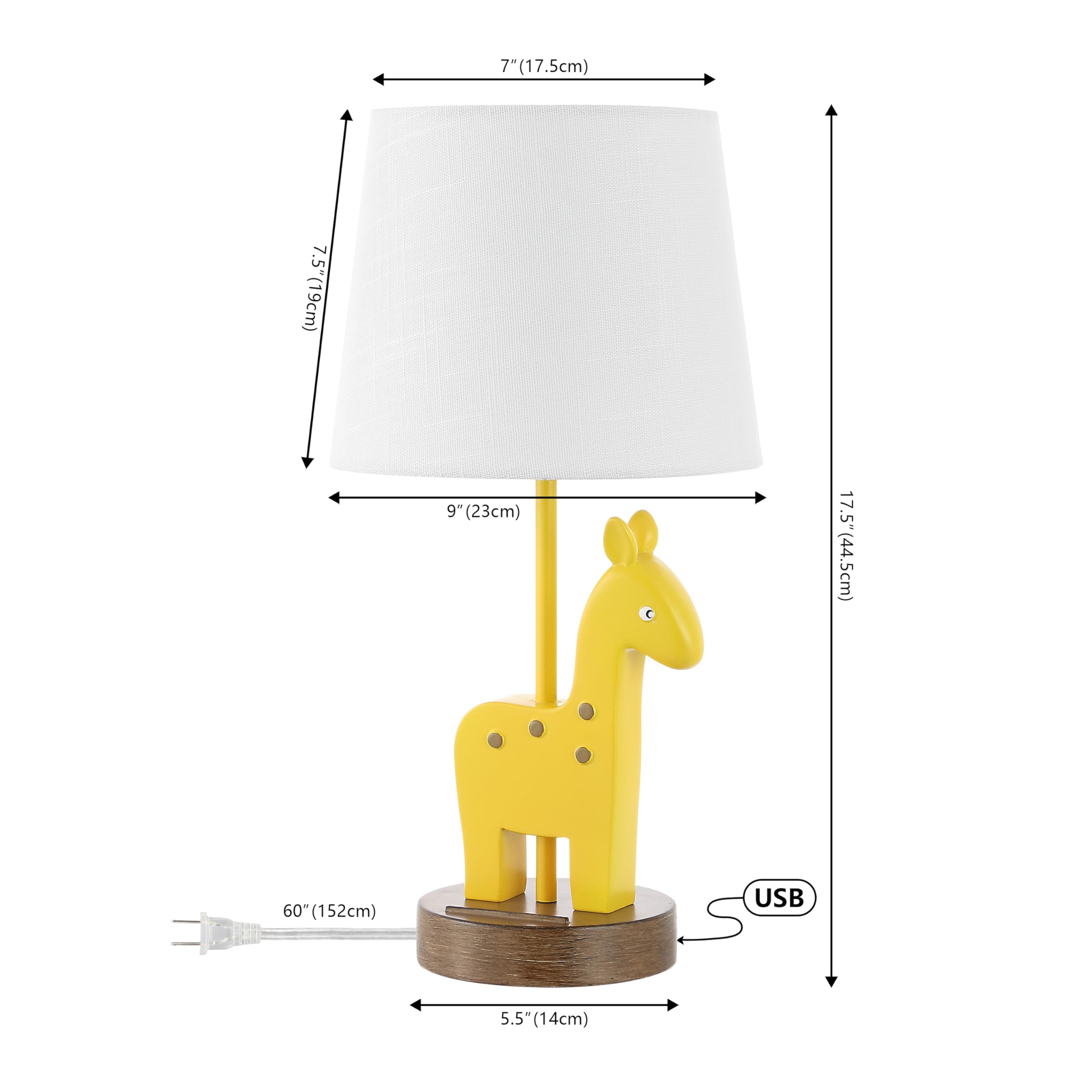 Jonathan Y Jyl6311A Sahara 17.5" Mid-Century Vintage Iron/Resin Giraffe Led Kids' Table Lamp With Phone Stand And Usb Charging Port Eclectic, Vintage, Coastal, Classic, Living Room, Bedroom, Yellow