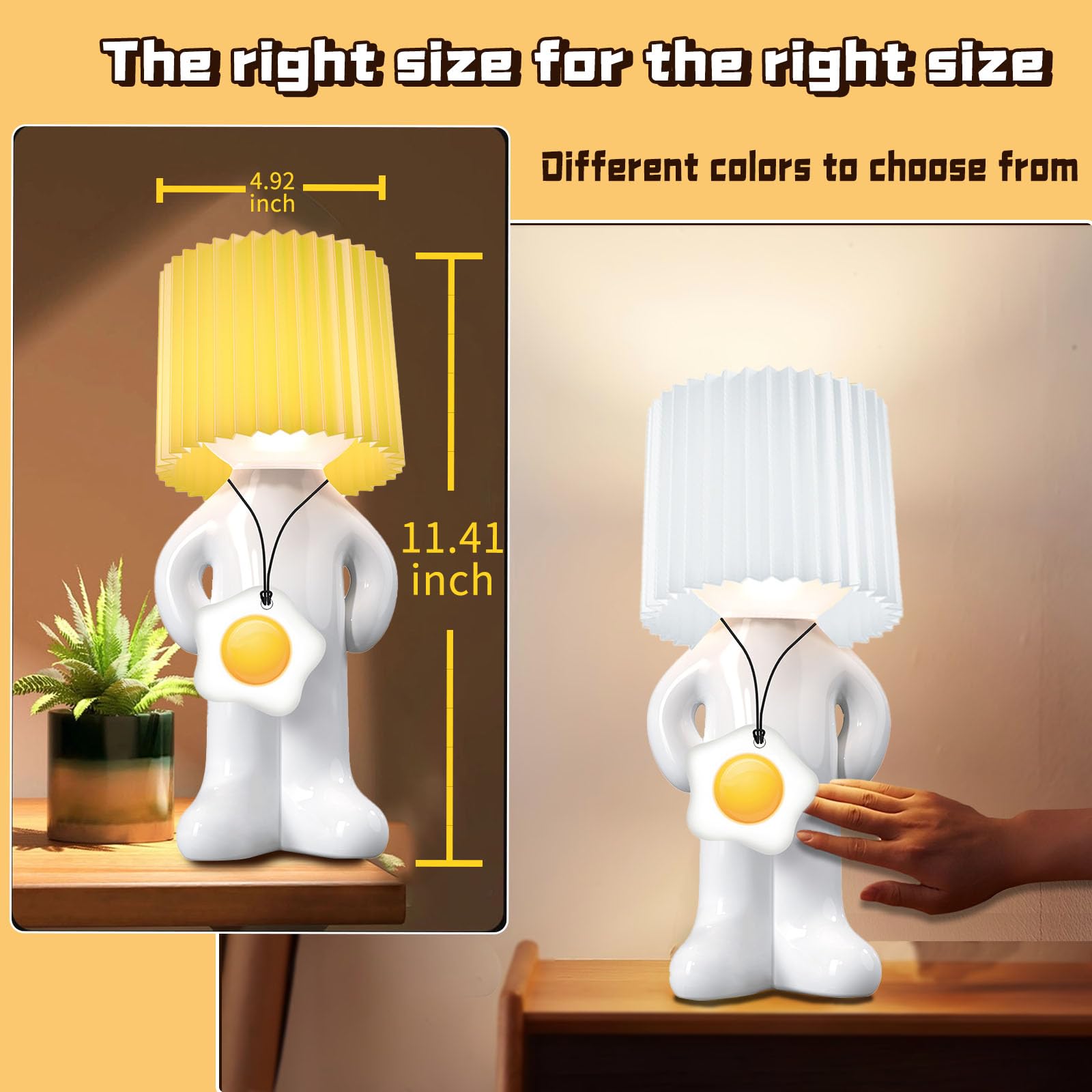 Nmignh A Little Shy Man Lamp,White Elephant For Adults, Creative Small Night Light Led Plug-In Table Lamp, Home Decoration Novelty For Bedroom, Christmas And Valentines(White)