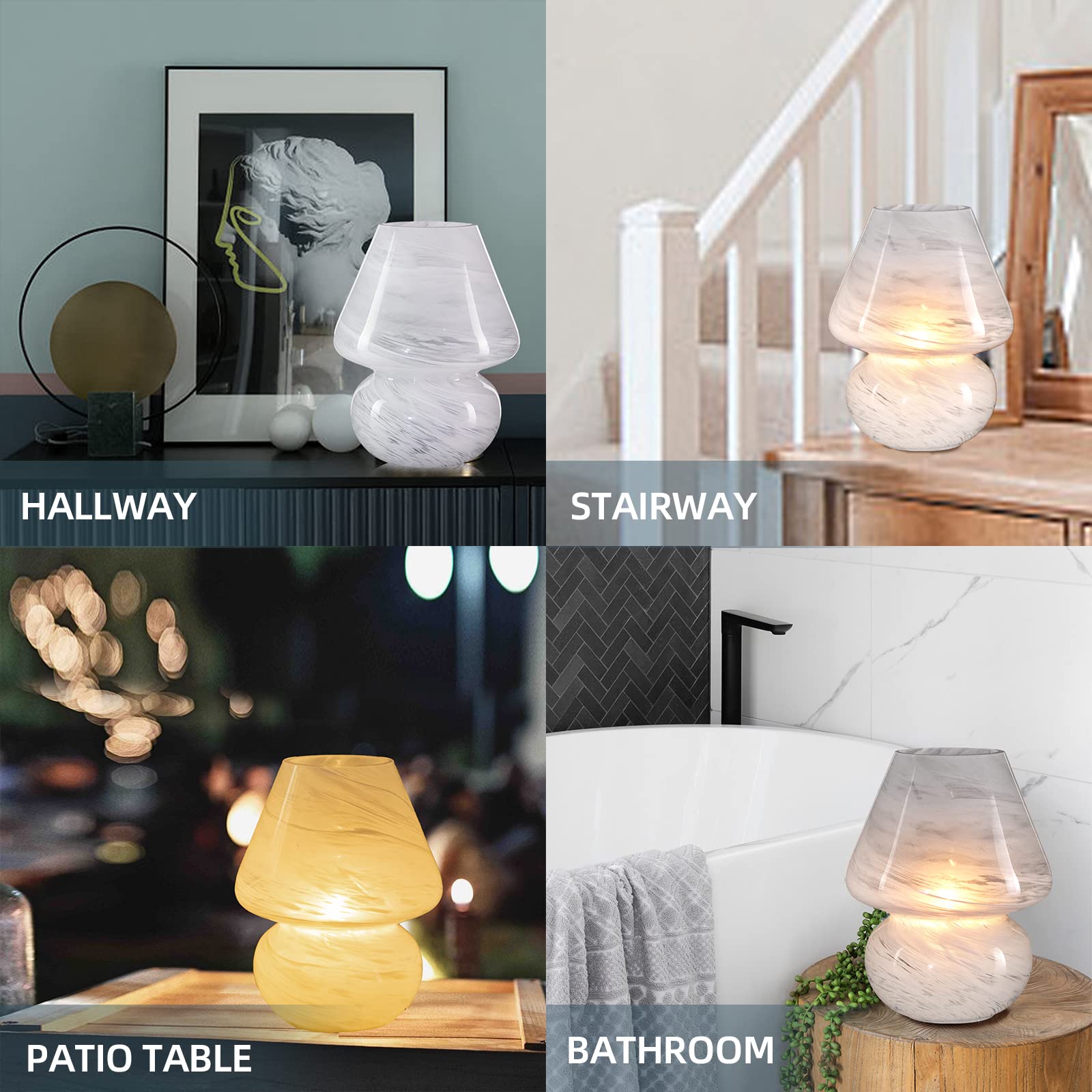 Mj Premier Mushroom Lamp, Battery Operated Lamp Timer, Table Lamp With Led Bulb For Power Light, Decorative Cordless Lamps Home Decor For Living Room Kitchen Bedroom (Cloud)
