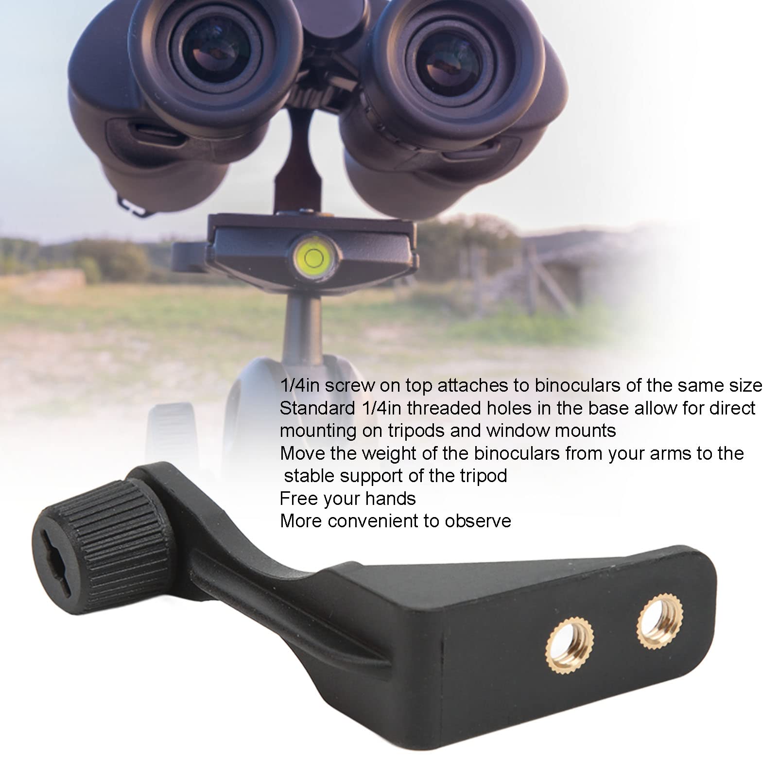 Vbestlife Binocular Bracket, L Shaped Stable Binocular Tripod Adapter Mount For Bird Watching, Star, Moon Observation