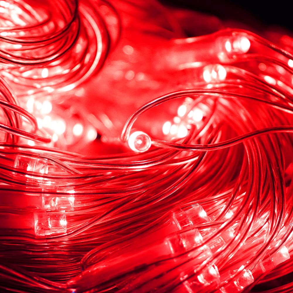 Vicila Net Light Christmas Lights Red, Tree Mesh Lights Outdoor Plug In Hanging String Lights For Xmas, Halloween, Garden, Walkway, Bushes Decor-9.8Ft X 6.6Ft(Red)