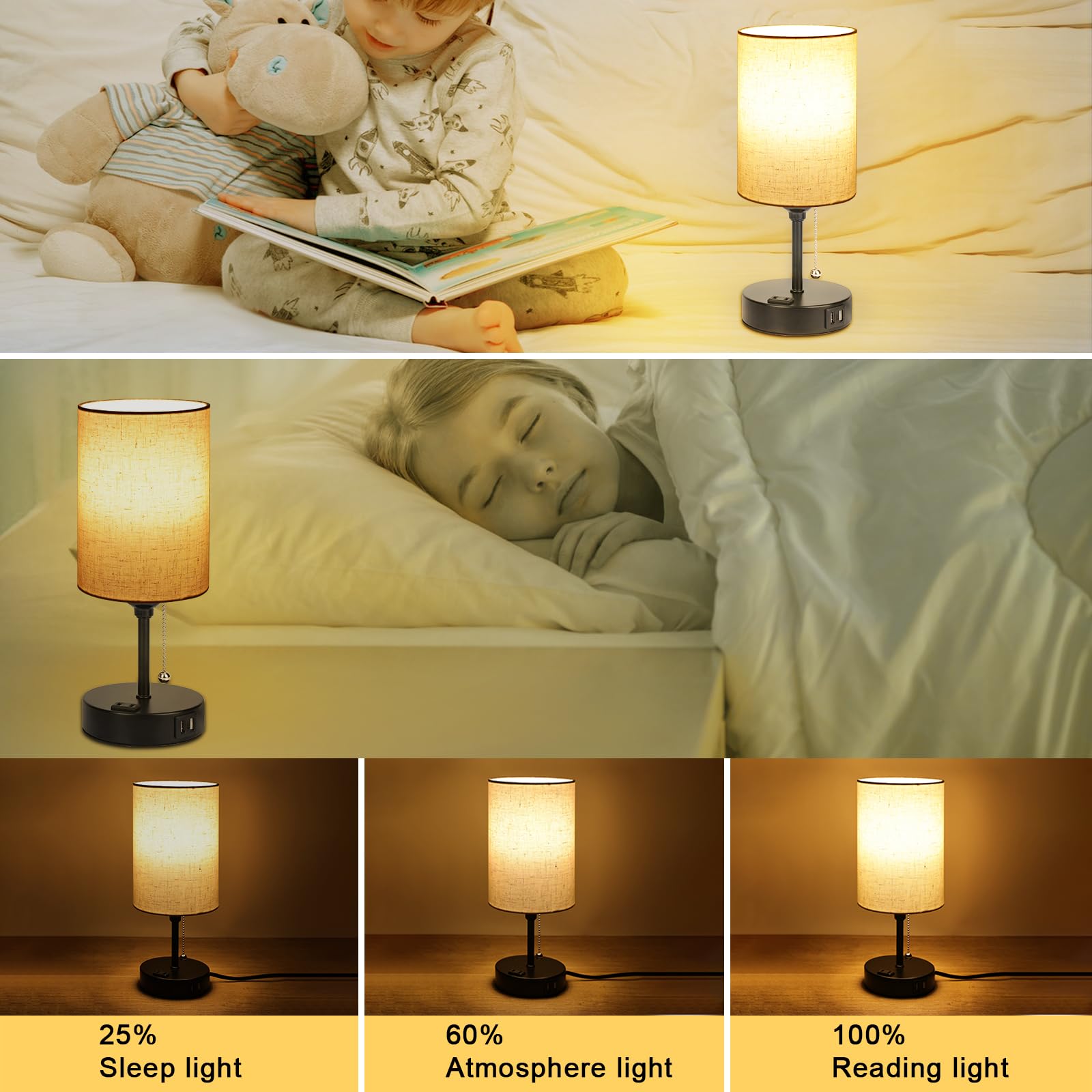 Tceumik Rgb Smart Lamps For Bedrooms & Living Room 3 Ways Dimmable Bedside Lamps Color Changing Nightstand Lamp With 2 Usb Port And Outlet Modern Night Stand Table Lamp Fabric Shade E26 Led Bulb