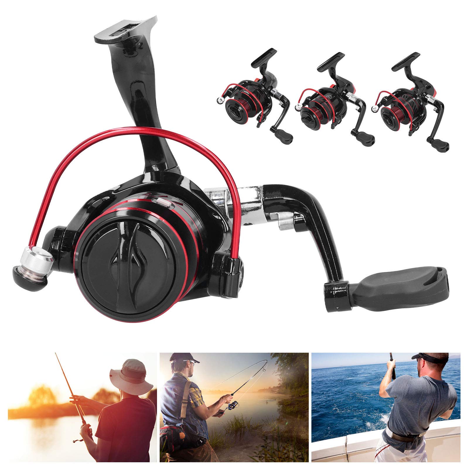 Keenso Fishing Reel Spool, Metal Wheel Spool Sea Rod Lure Rock Fishing Long Shot Reel Accessory Black Red(Dm6000) Fishing Reels And Fishing Maintenance Tools