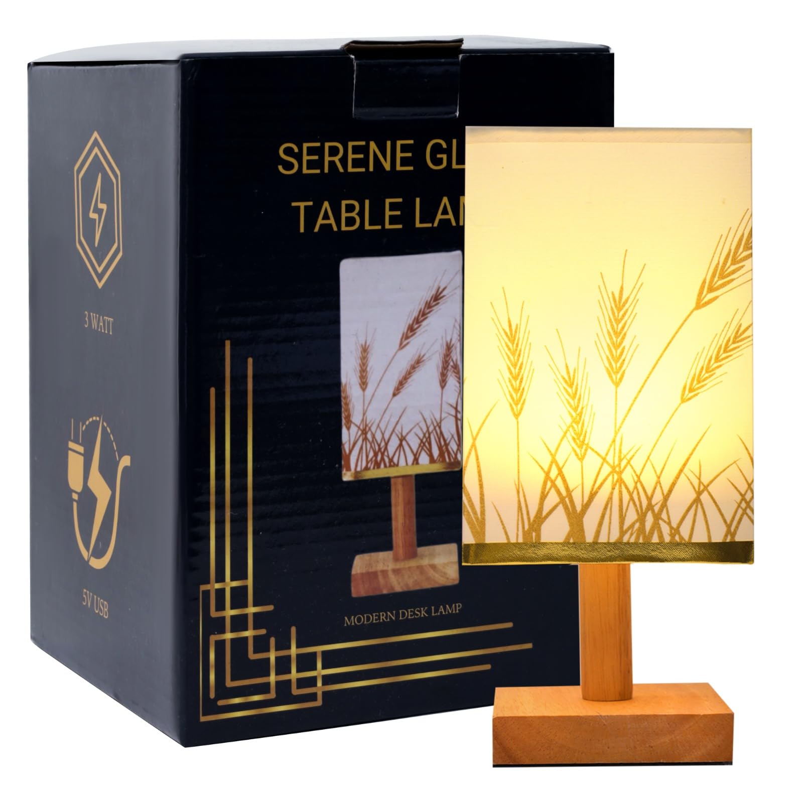 Home Decor Ss Bedside Table Lamp For Bedroom – Small Nightstand Lamp With Fabric Shade, Minimalist Desk Lamp For Living Room, Office, Dorm, Kids Room, Reading & Study Light (Adapter Not Included)