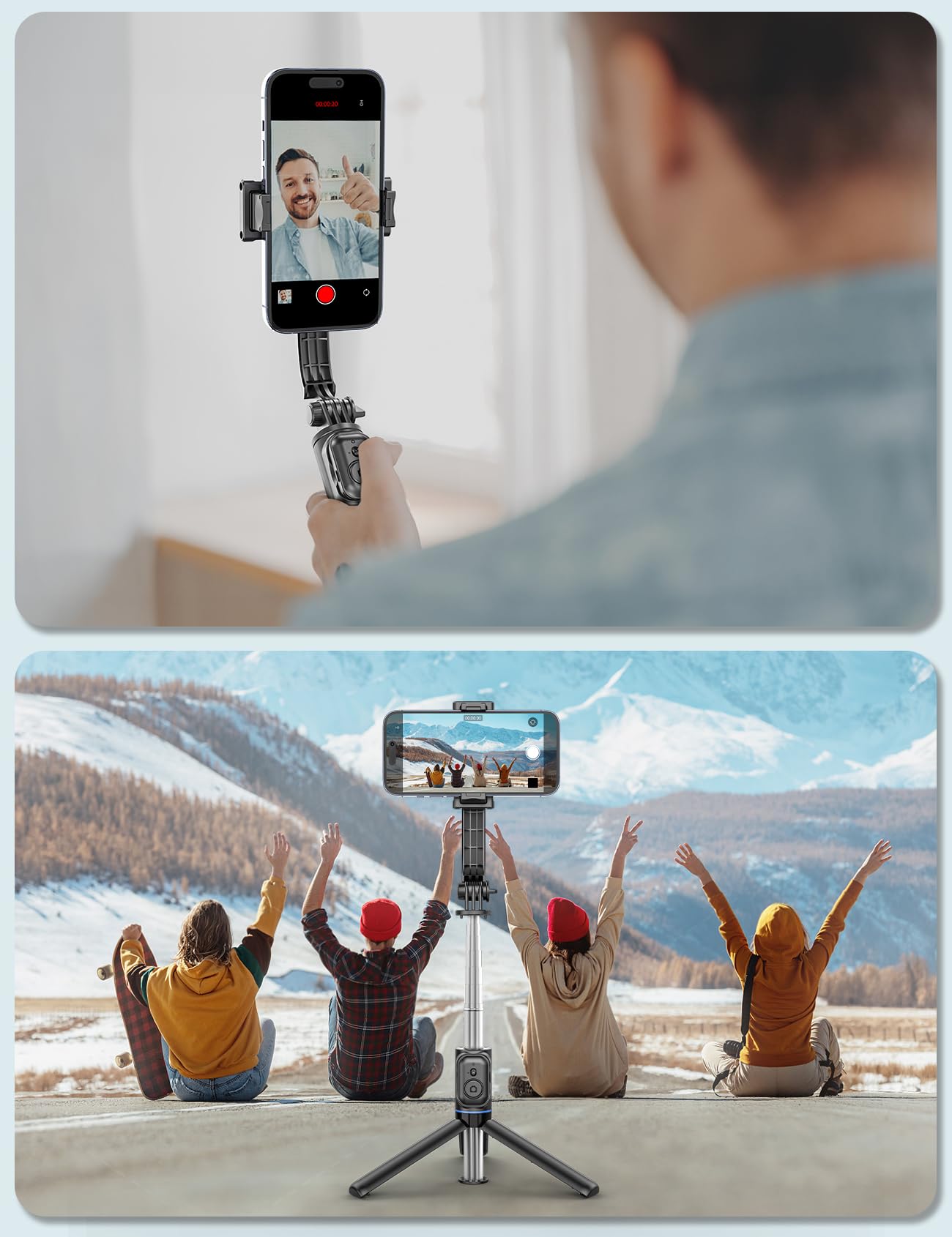 Kzomkzoo Selfie Stick Tripod With Detachable Phone Holder, 41.7" Extendable Phone Tripod With Remote, 360° Rotatable Stand For Iphone, Samsung, And Android Smartphones (Black)