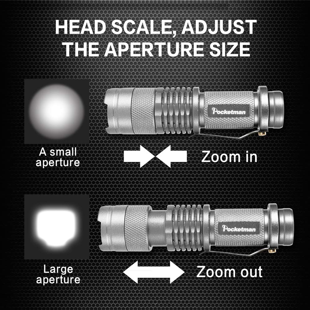 Modoao 6 Pack Led Mini Flashlights 7W 300Lm Sk-68 3 Modes Adjustable Focus Zoomable Q5 Led Tactical Flashlight For Camping Hiking Emergency (Six Color Pack)