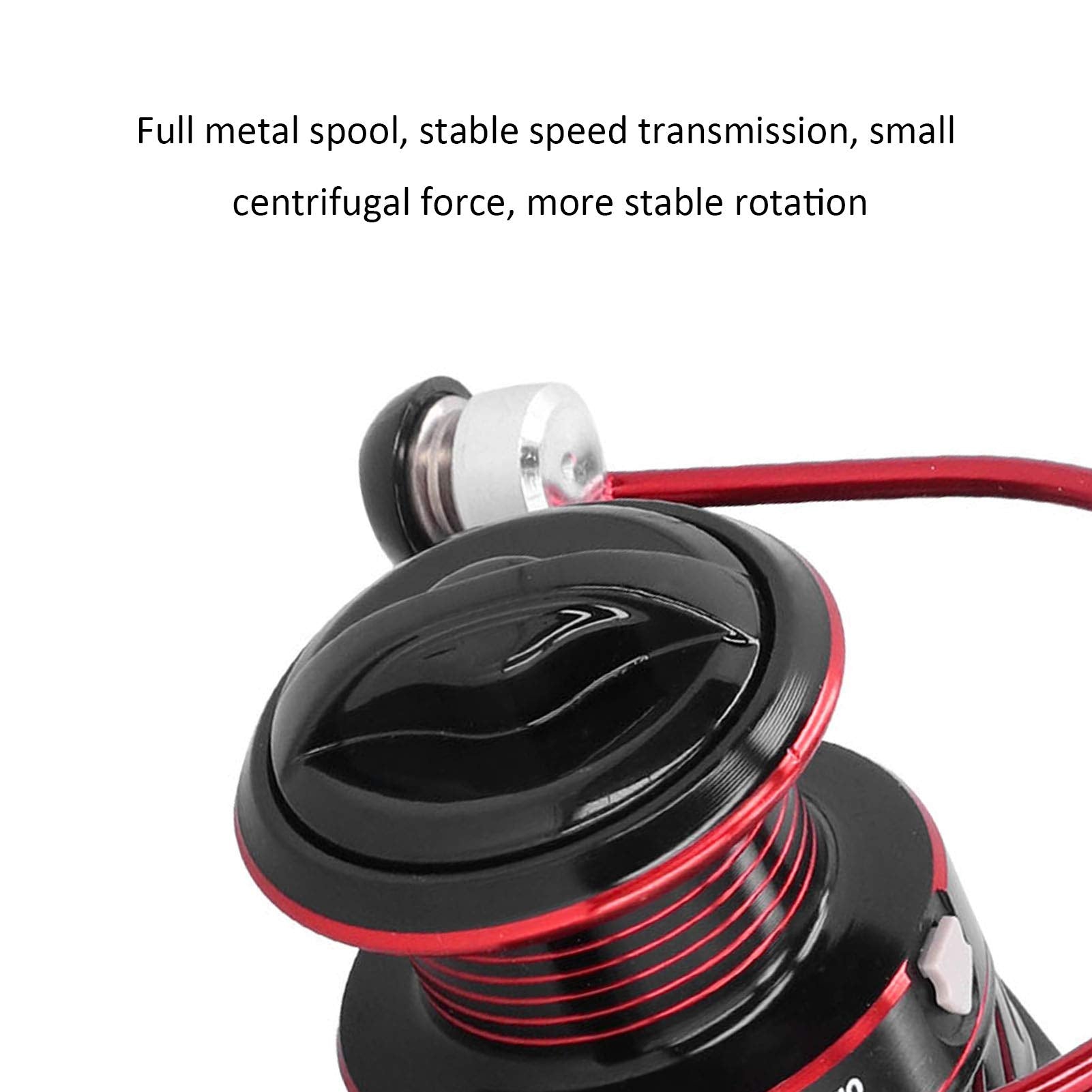 Keenso Fishing Reel Spool, Metal Wheel Spool Sea Rod Lure Rock Fishing Long Shot Reel Accessory Black Red(Dm6000) Fishing Reels And Fishing Maintenance Tools