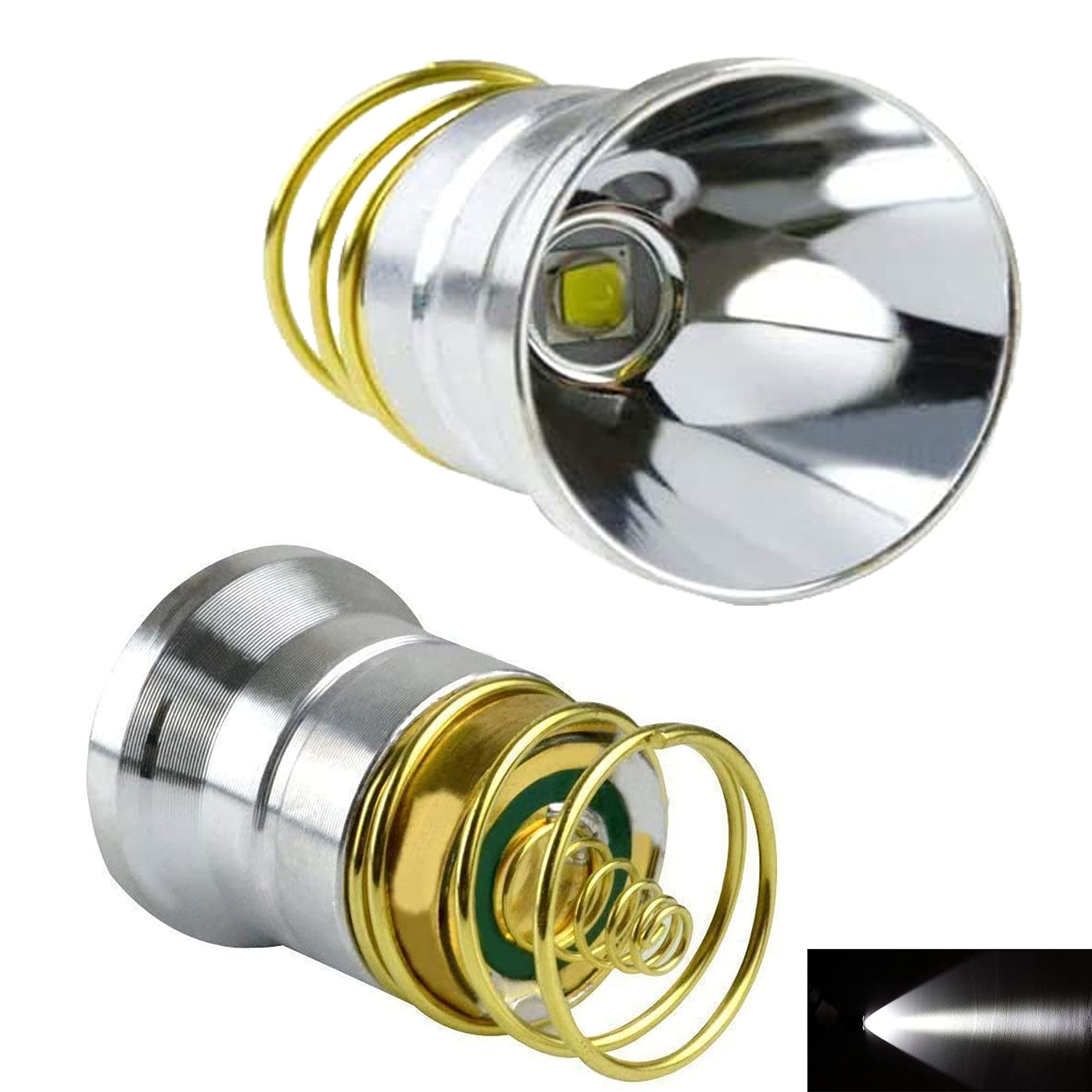 Luxnovaq [2 Pack] Flashlight Bulb, Led Replacement Bulbs Drop-In P60 Design Module For Surefire Hugsby C2 G2 Z2 6P 9P G3 S3 D2 Ultrafire 501B 502B, 1200Lm 1 Mode Led Lamp Bulb Torch Repair Parts
