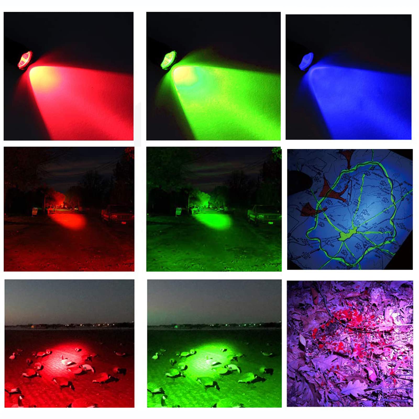 Gaigaimall 4 Color Hunting Light Single Mode Red Green Blue Uv Light Torch Flashlight
